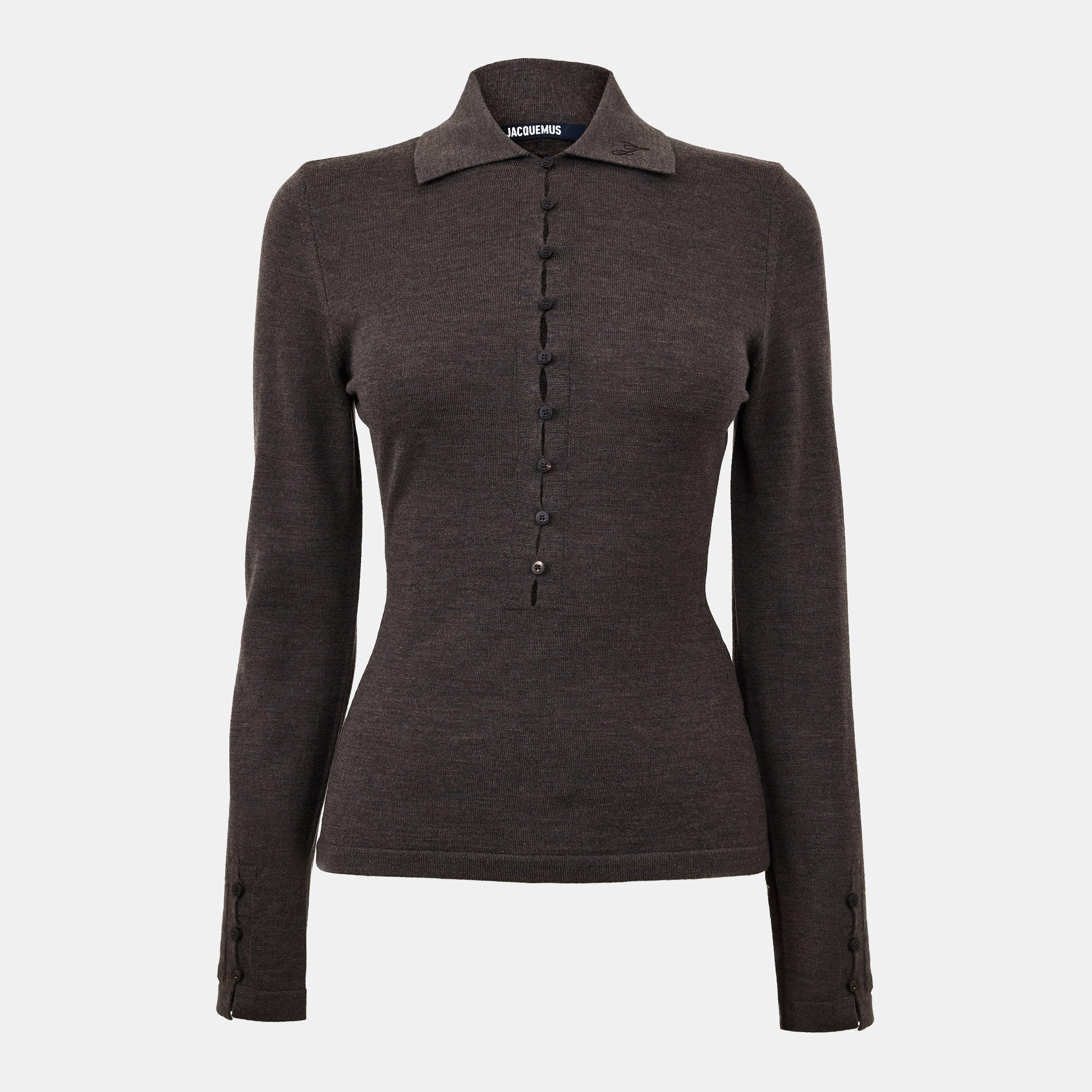 Dark Brown - Jacquemus - Women's Jacquard Long Sleeve Blouse - 1