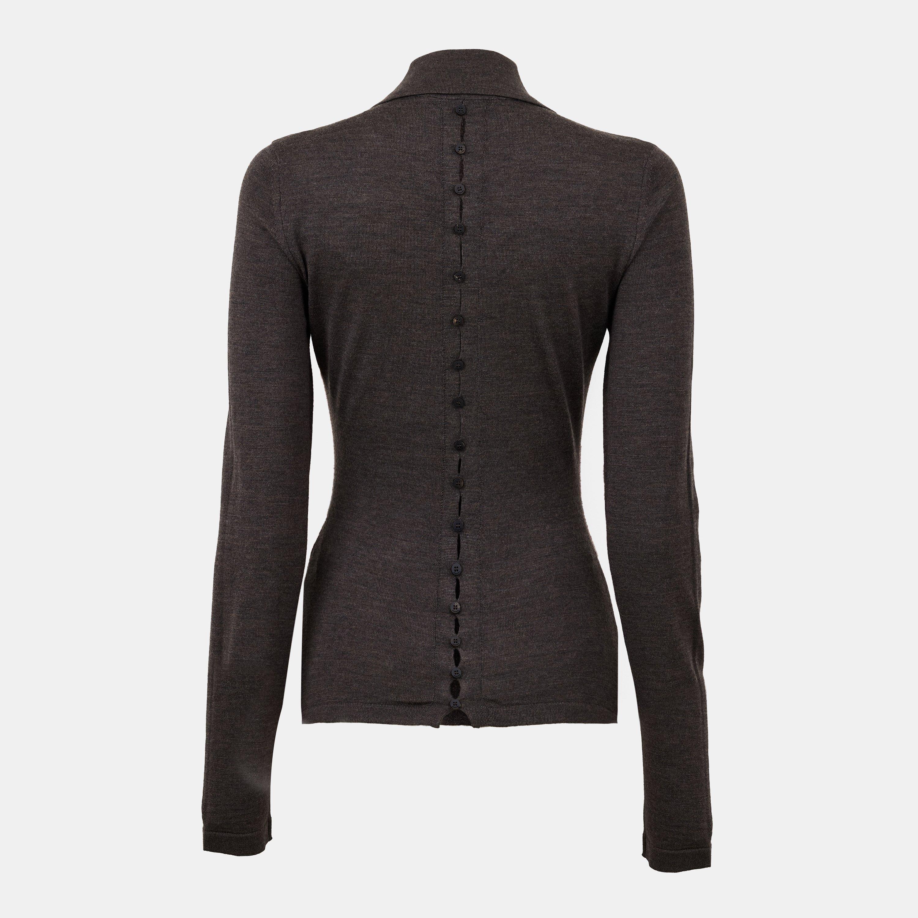 Dark Brown - Jacquemus - Women's Jacquard Knitted Long-Sleeve Blouse - 2