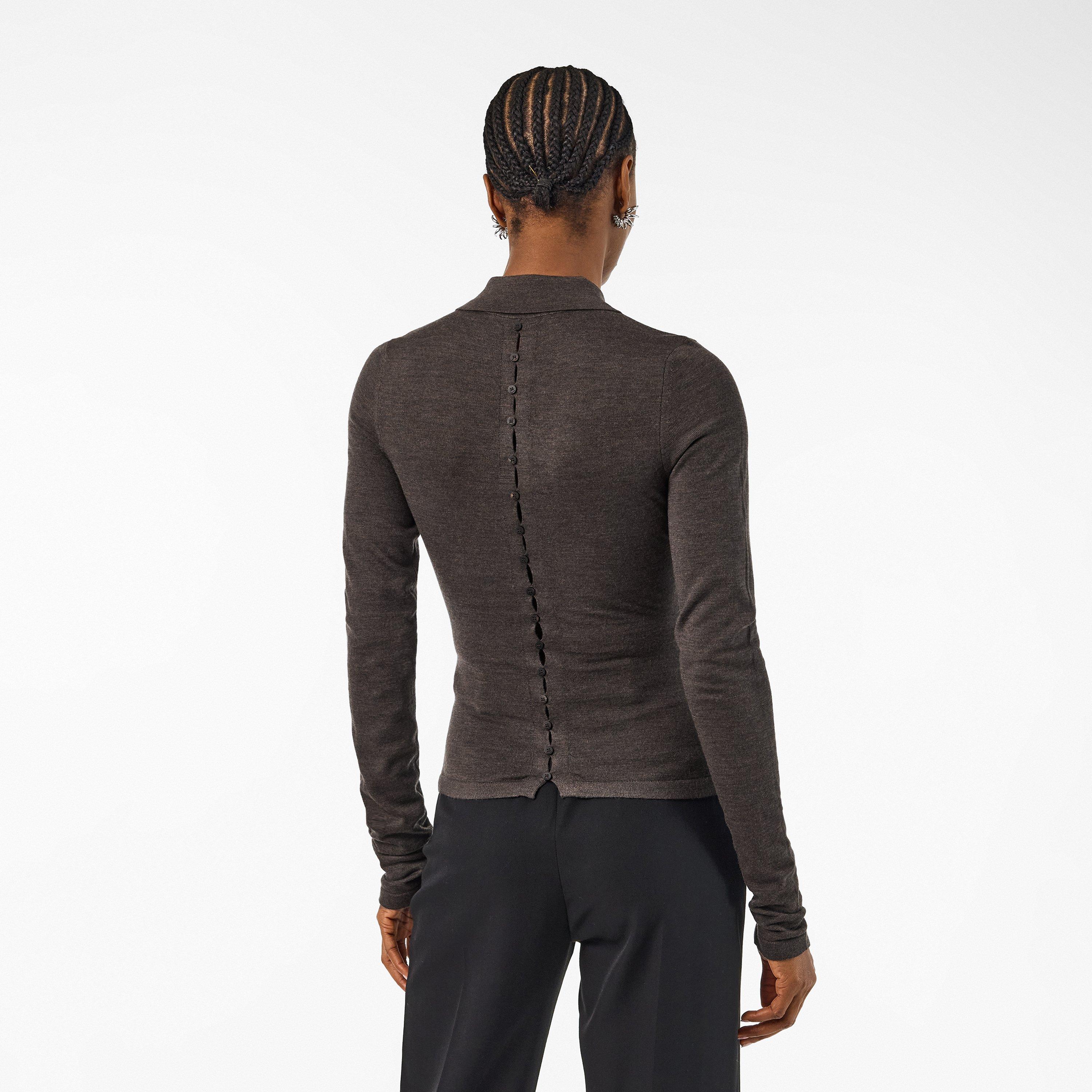 Dark Brown - Jacquemus - Women's Jacquard Knitted Long-Sleeve Blouse - 4