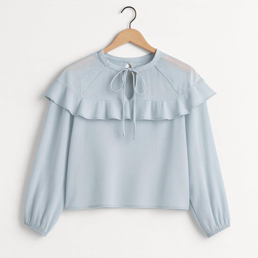 I Saw It First Women's Long Sleeve Ruffle Blouse - Blue - 16 (XL)