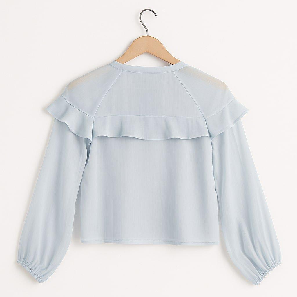 Blue - I Saw It First - Long Sleeve Ruffle Blouse - 2