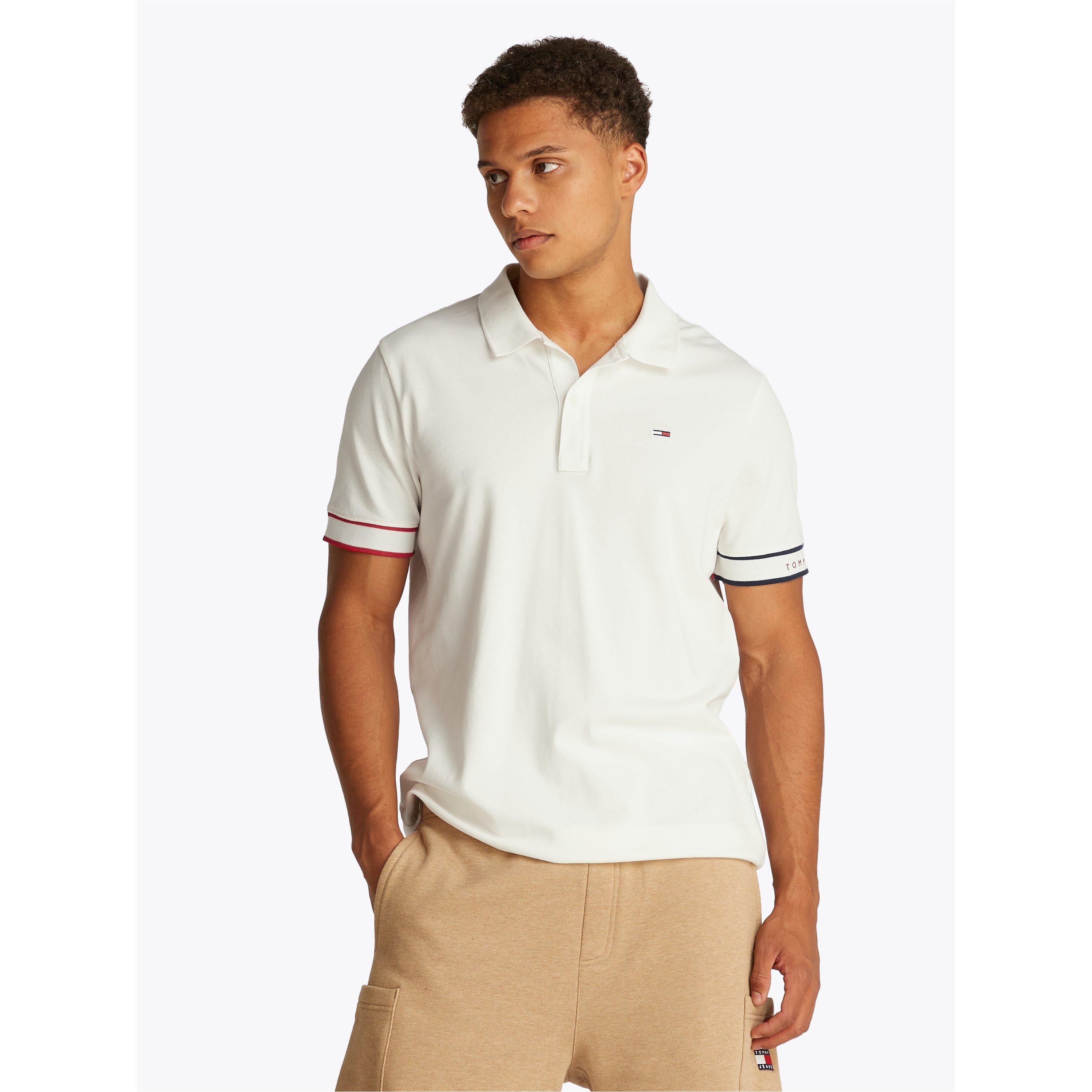 Ecru - Tommy Jeans - Men's TJ Slim Flag Short-Sleeve Polo Shirt - 2
