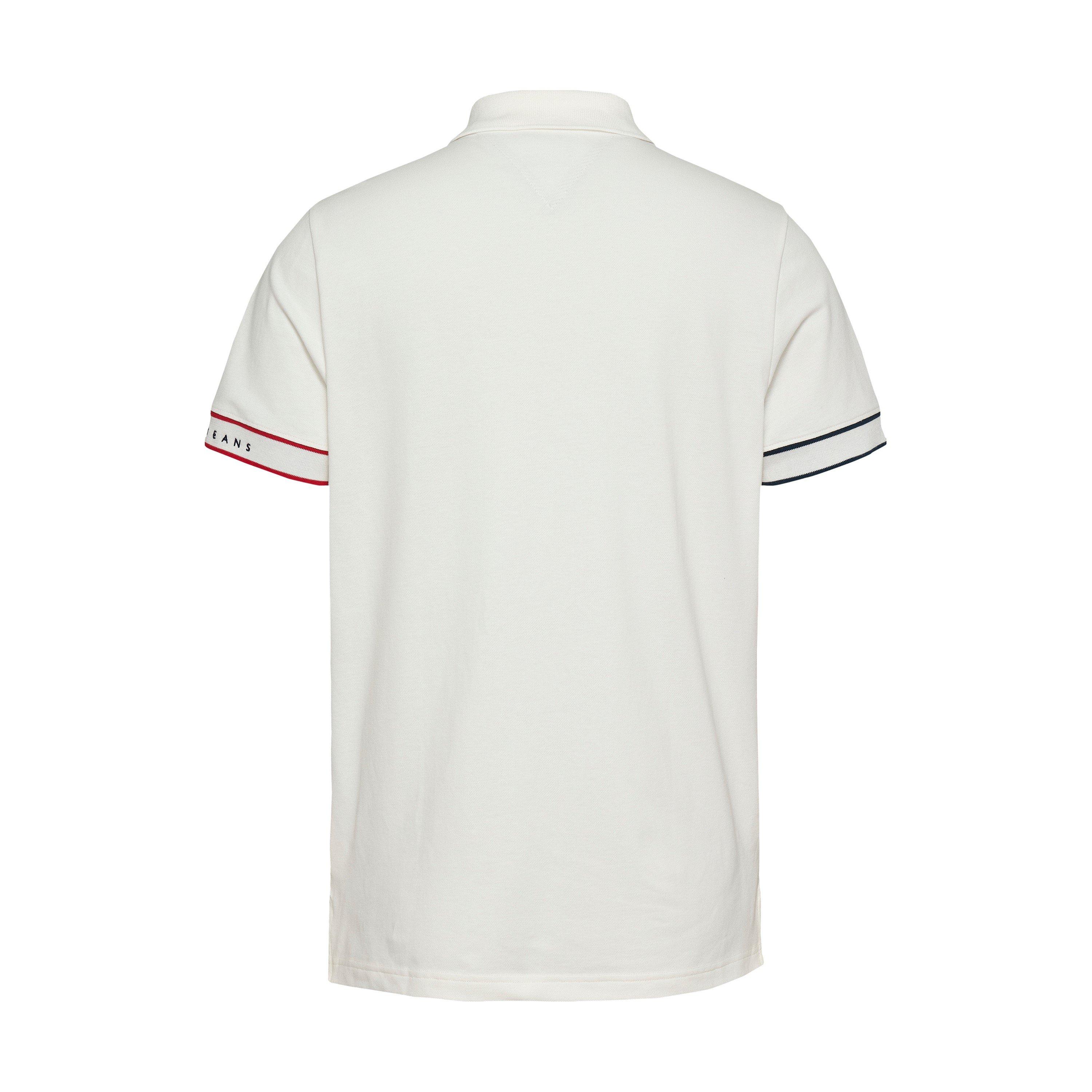 Ecru - Tommy Jeans - Men's TJ Slim Flag Short-Sleeve Polo Shirt - 6