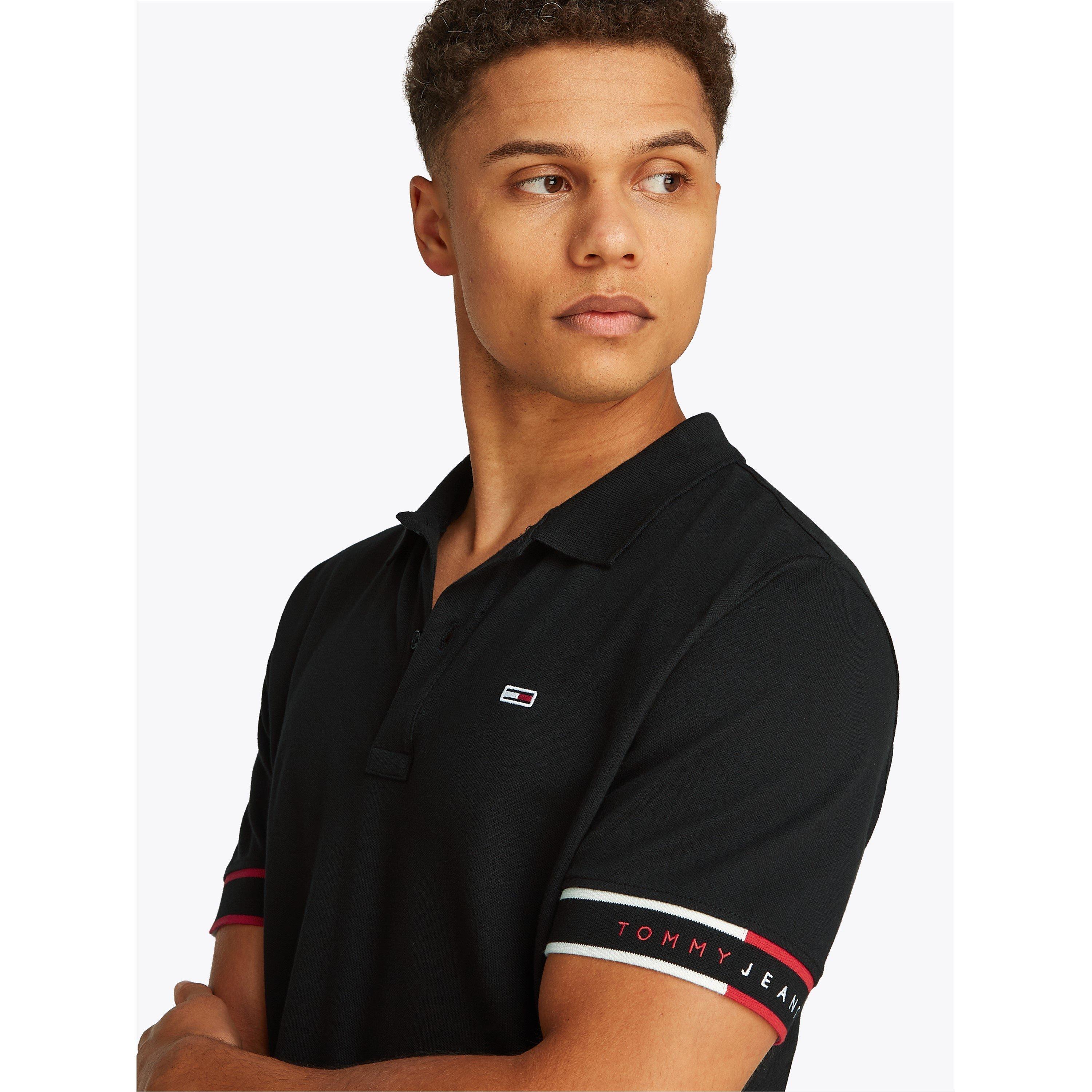Black - Tommy Jeans - Men's TJ Slim Flag Short-Sleeve Polo Shirt - 5