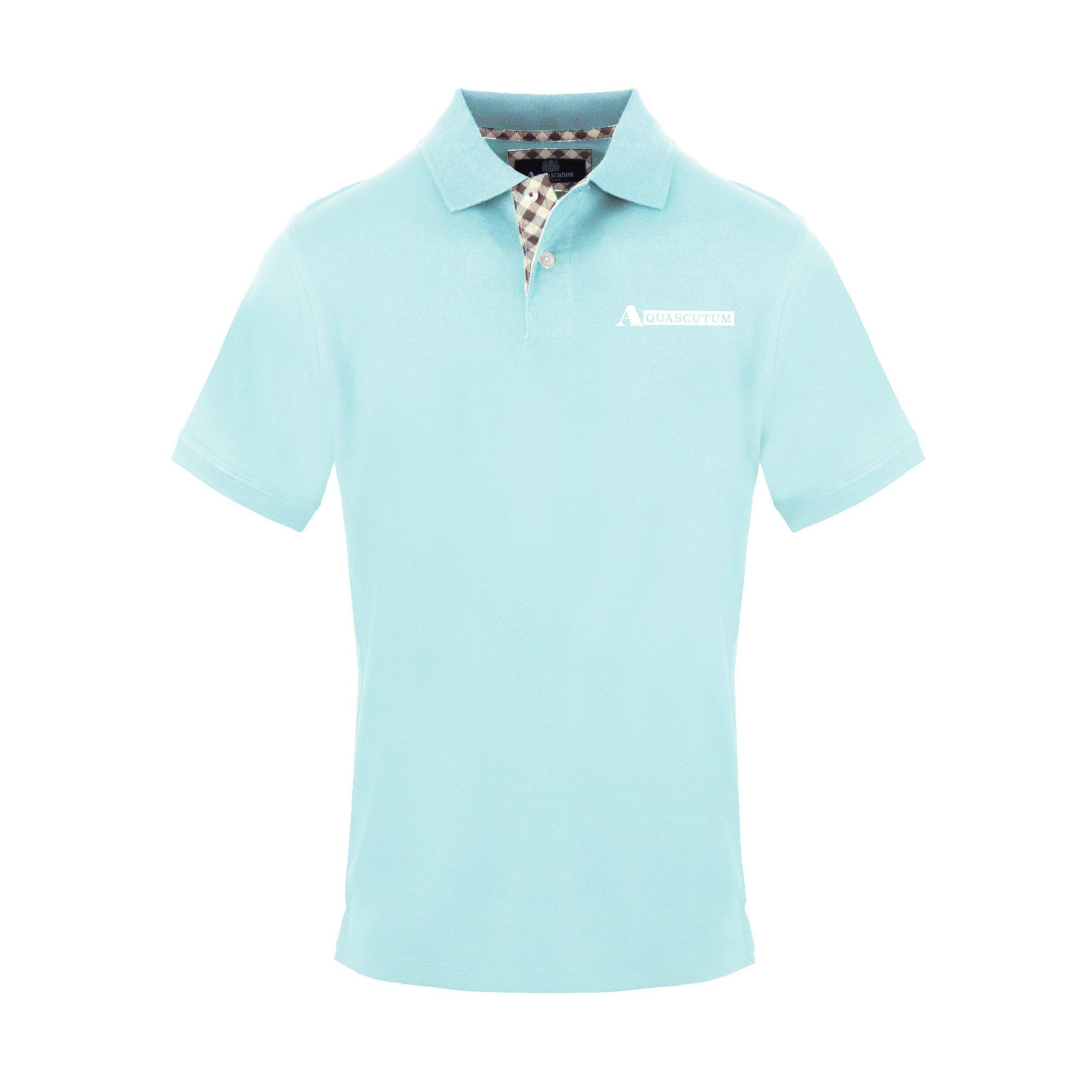 Aquascutum Men's Polo Short Sleeve Polo Shirt - Skyblue - Medium