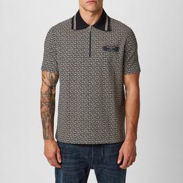 Balmain Monogram Zip Polo Shirt