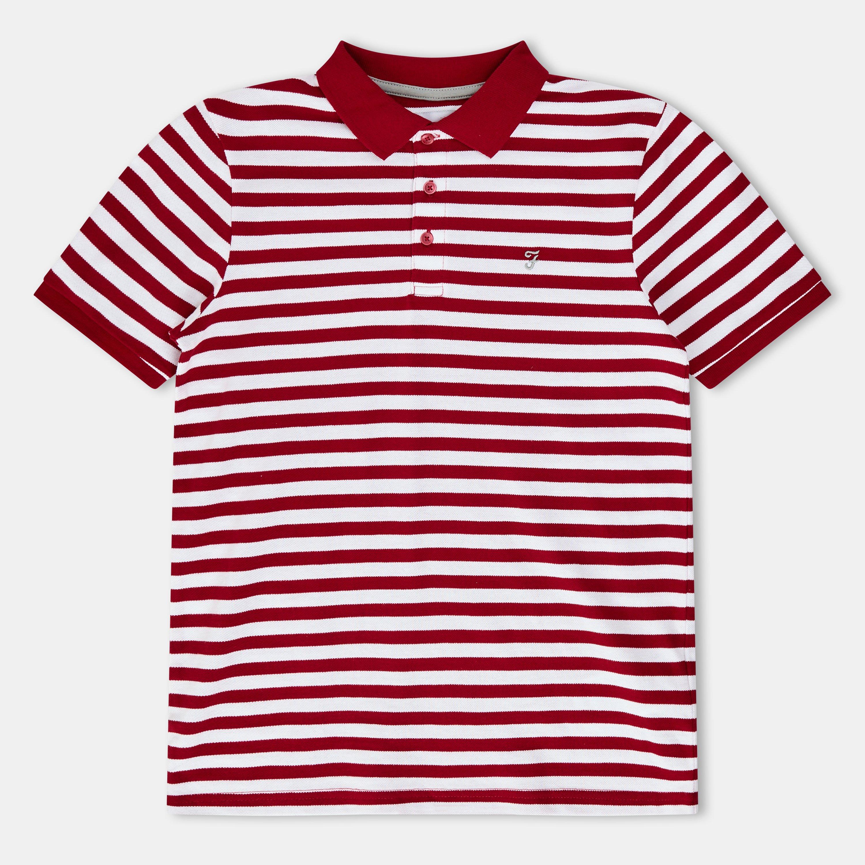 Tango Red - Farah - Unisex Kids YD Stripe Short Sleeve Polo Shirt - 1