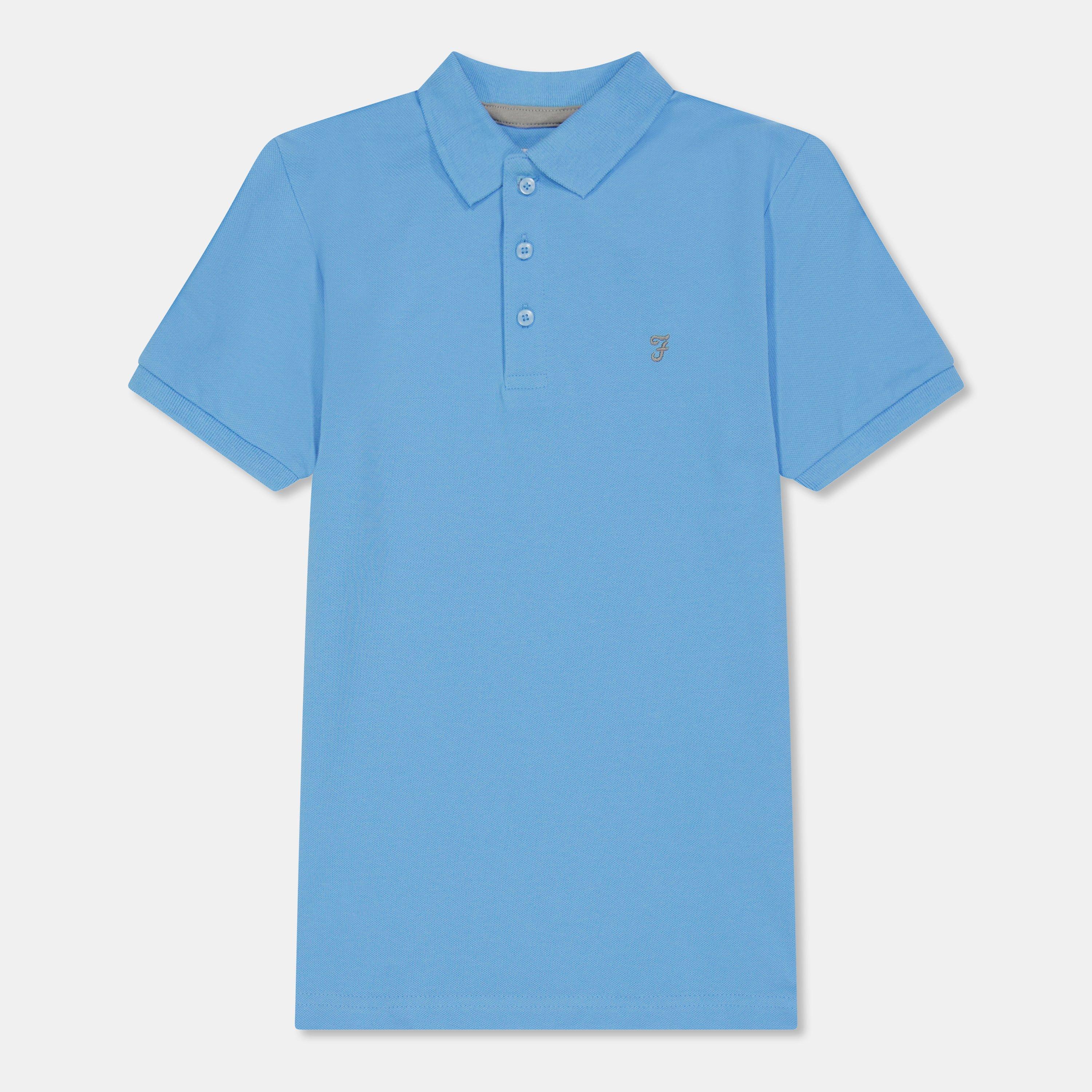Breeze Blue - Farah - Unisex Kids' Bugsworth Short Sleeve Polo Shirt - 1