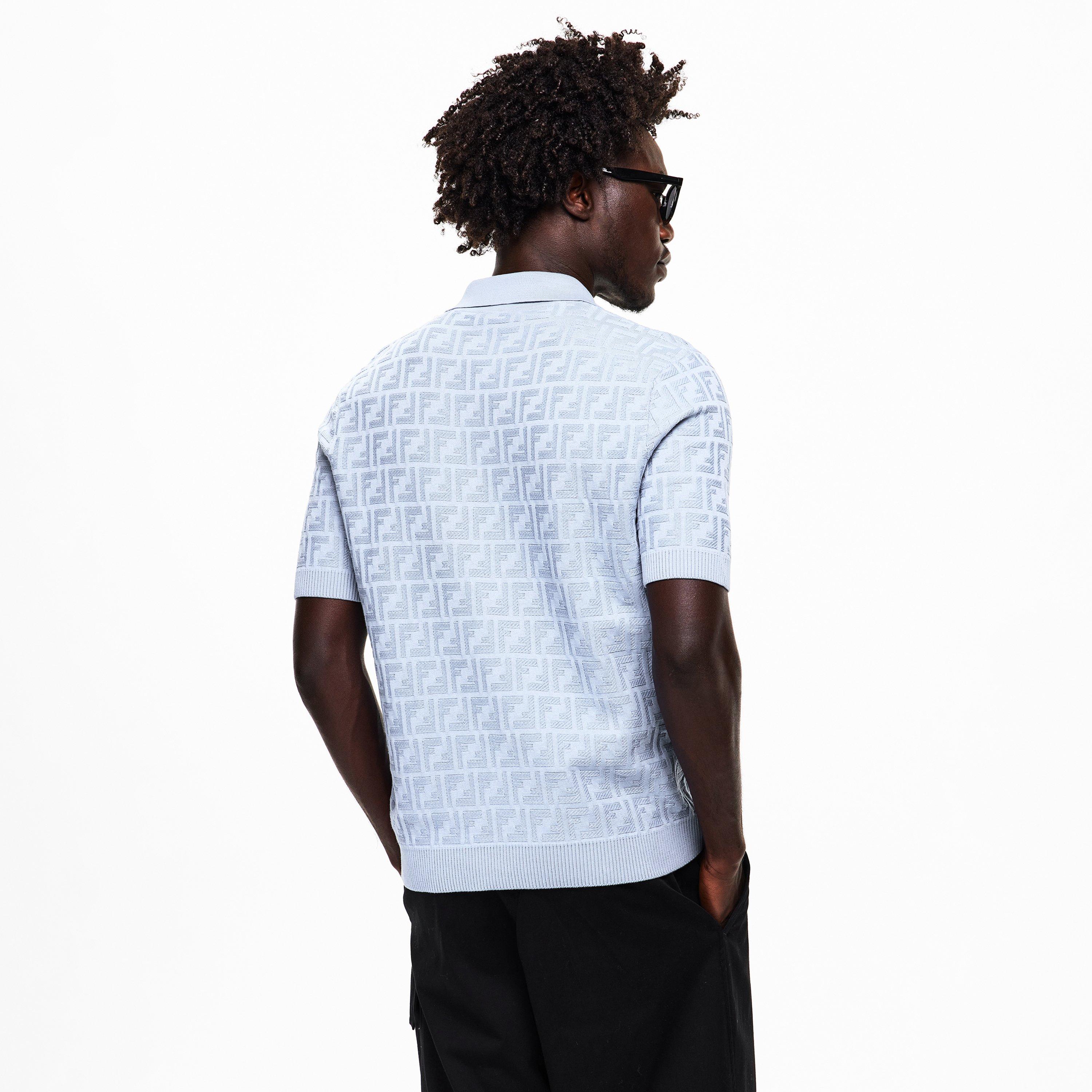 Blue - Fendi - Men's All Over FF Short Sleeve Polo Shirt - 4