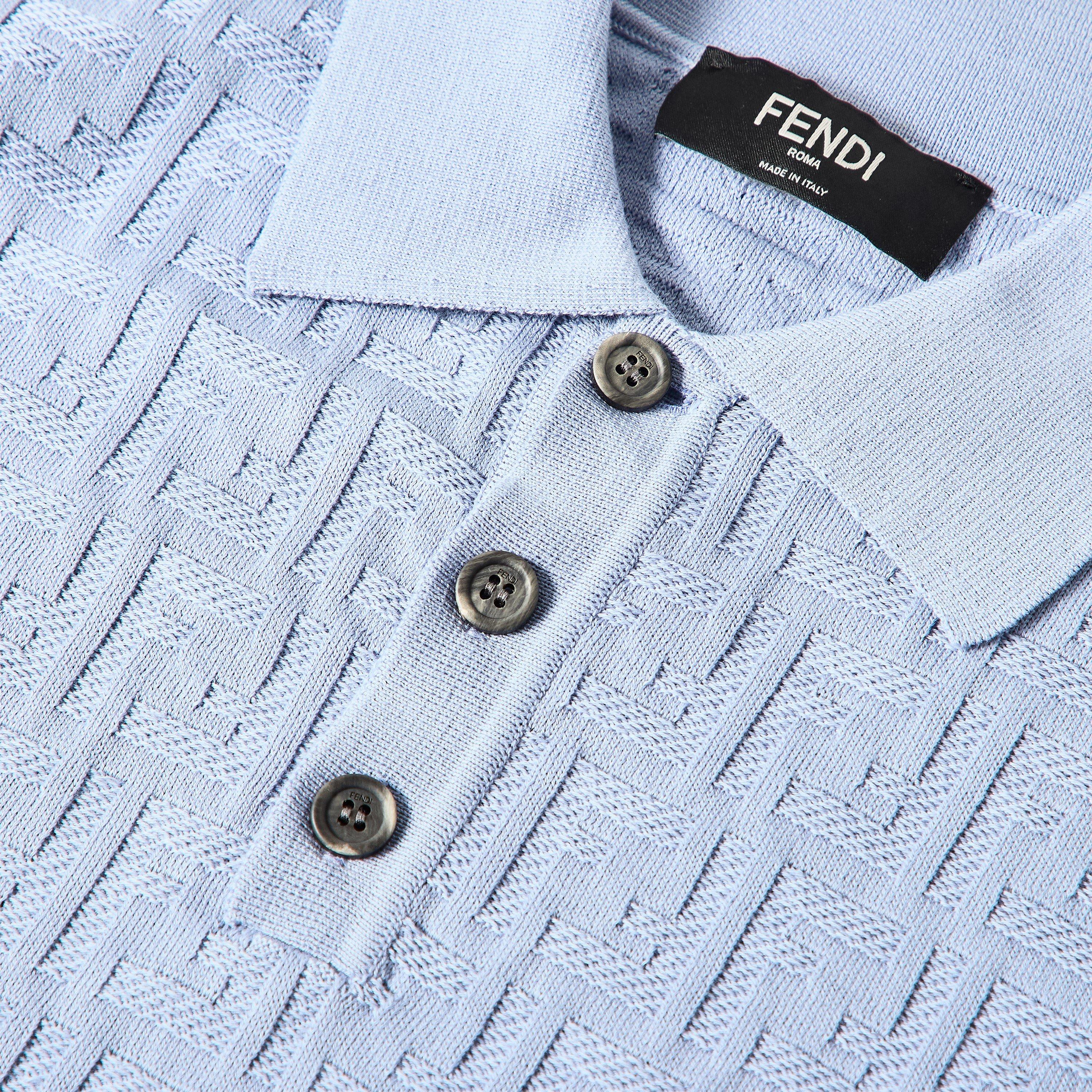 Blue - Fendi - Men's All Over FF Short Sleeve Polo Shirt - 5