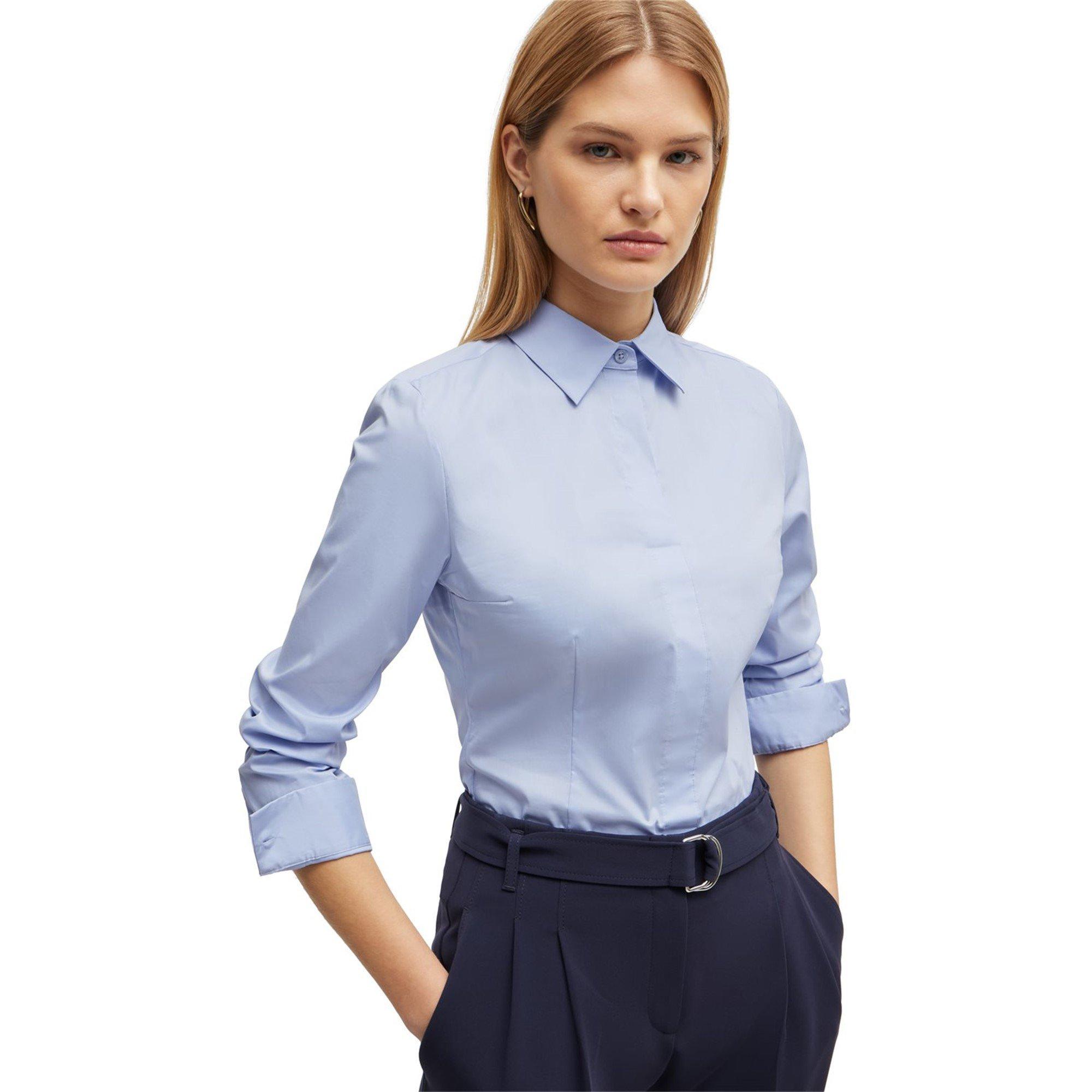 Light/Pstl Blue - Boss - Bashinah Long-Sleeve Blouse - 4