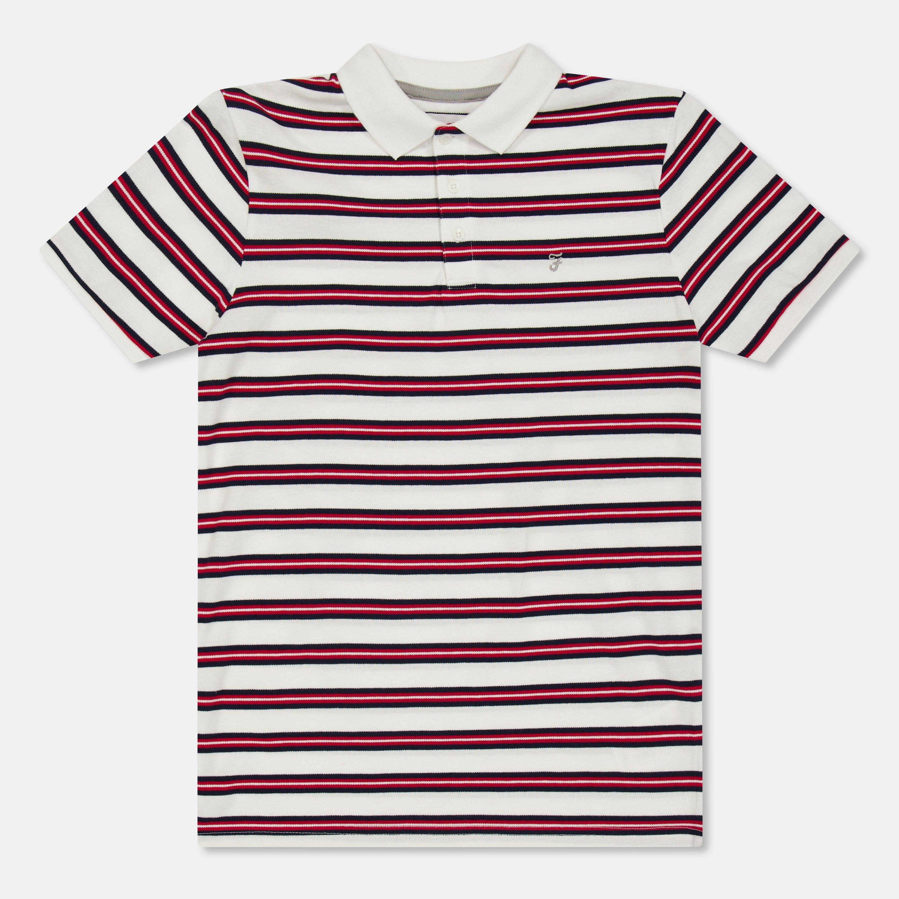 Bright White - Farah - Unisex Kids Yarn Dye Jersey Short Sleeve Polo Shirt - 1
