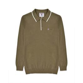 Lambretta Tipped Knit Long-Sleeve Polo Shirt