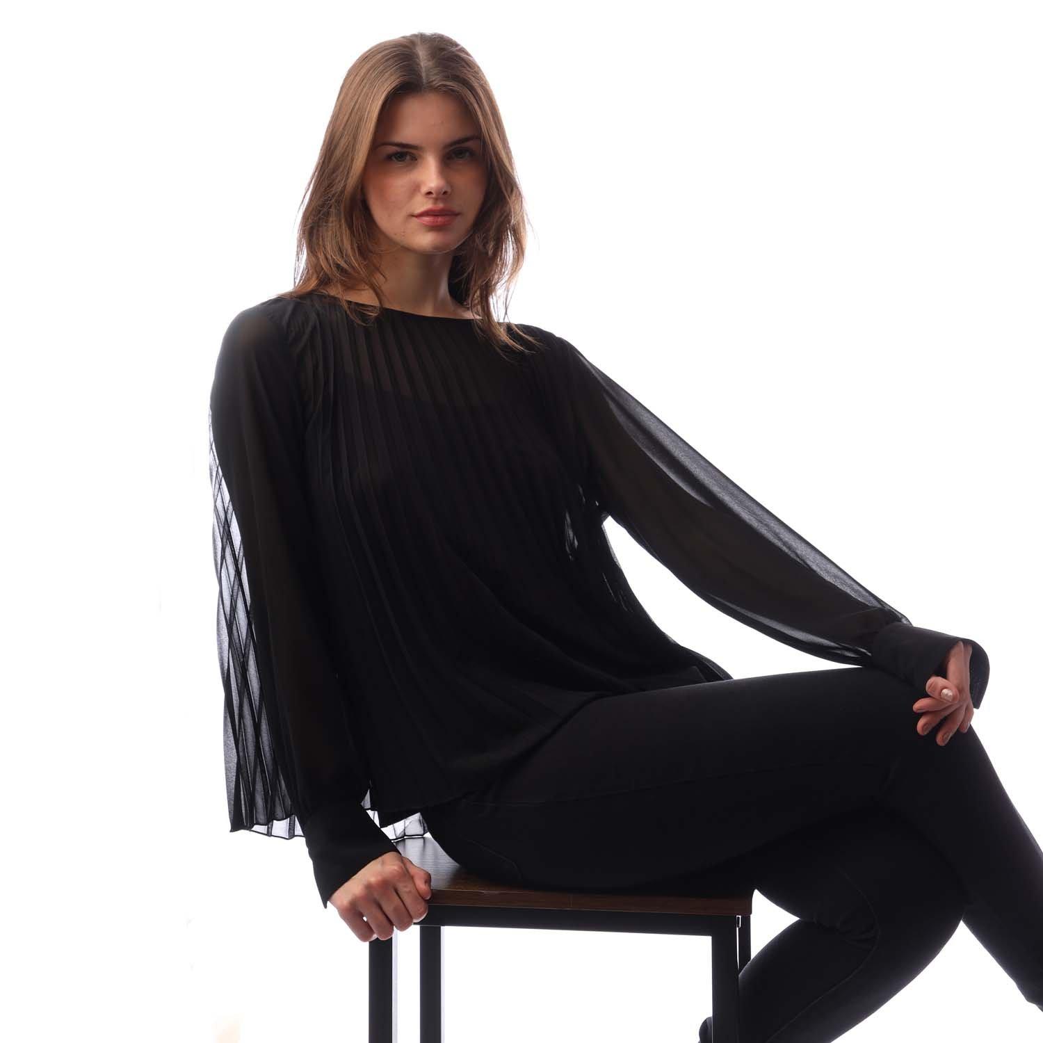 Black - Boss - Women's Ipuna Long Sleeve Blouse - 4