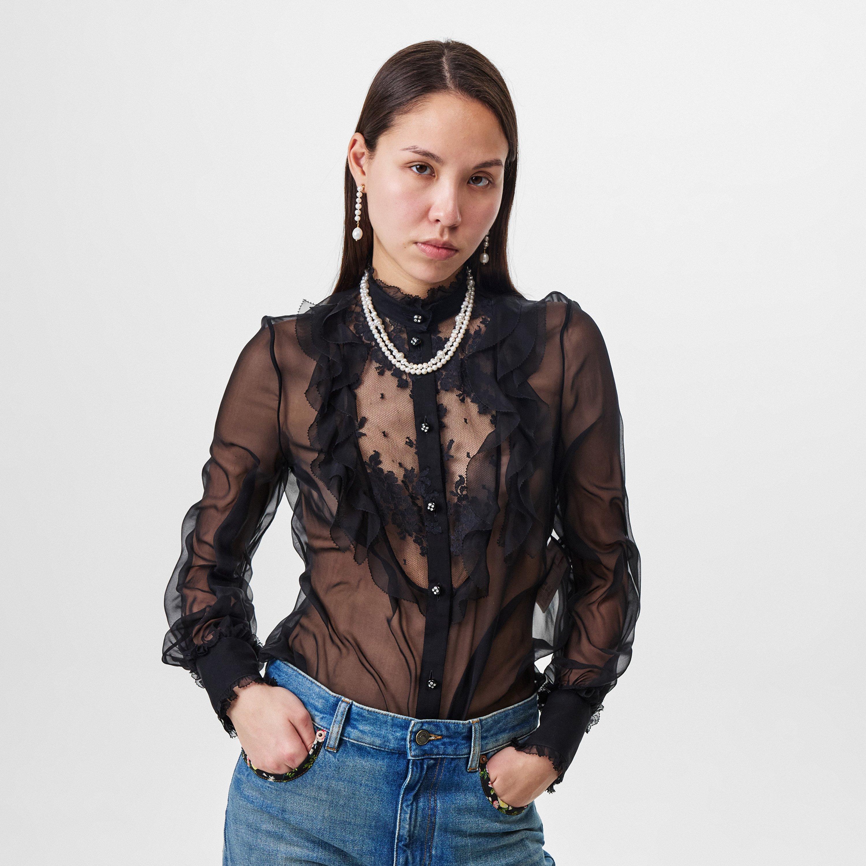 Nero - Valentino - Sheer Chiffon Blouse - 3
