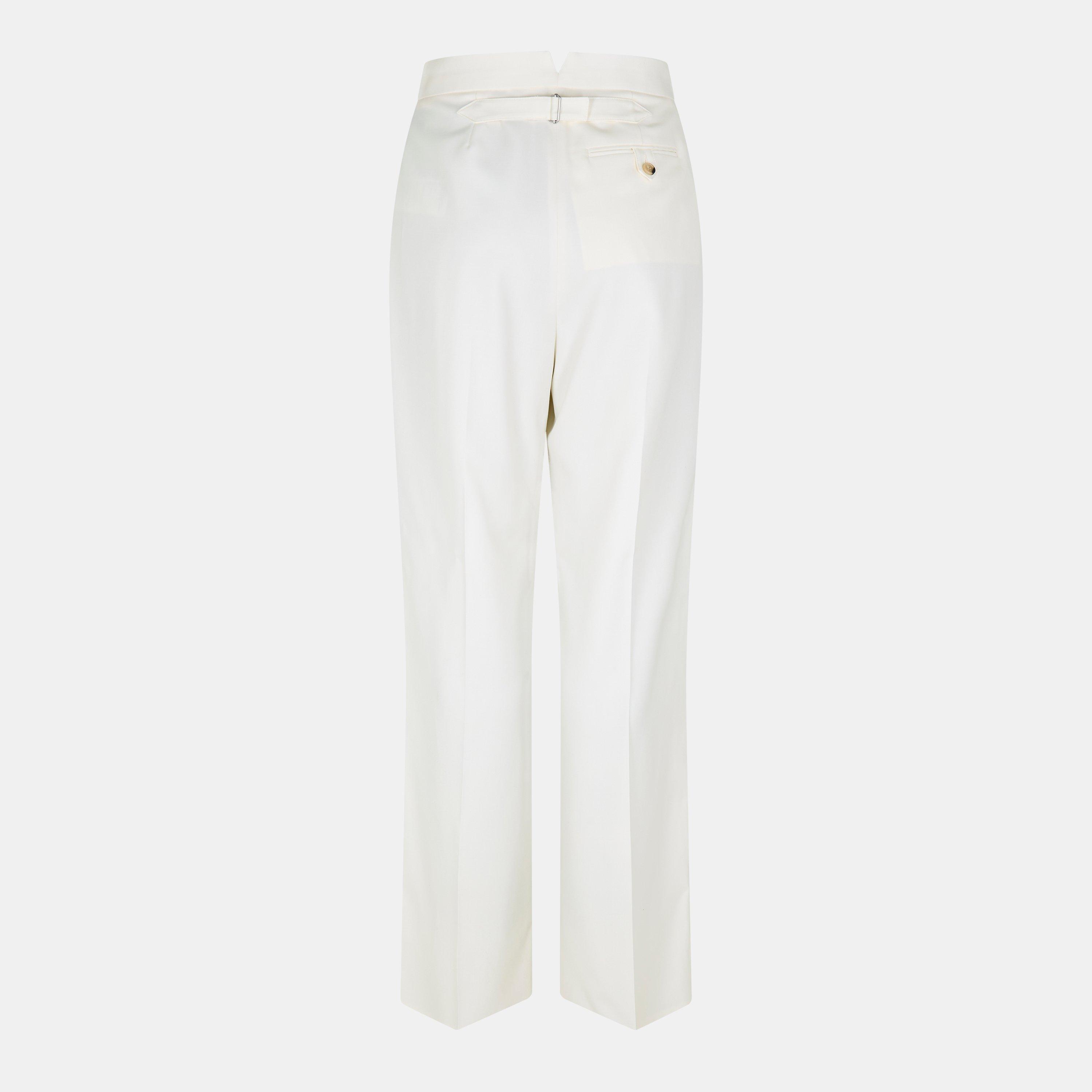 Bone - Alexander McQueen - Women's Alex Gab Straight Leg Trouser - 2
