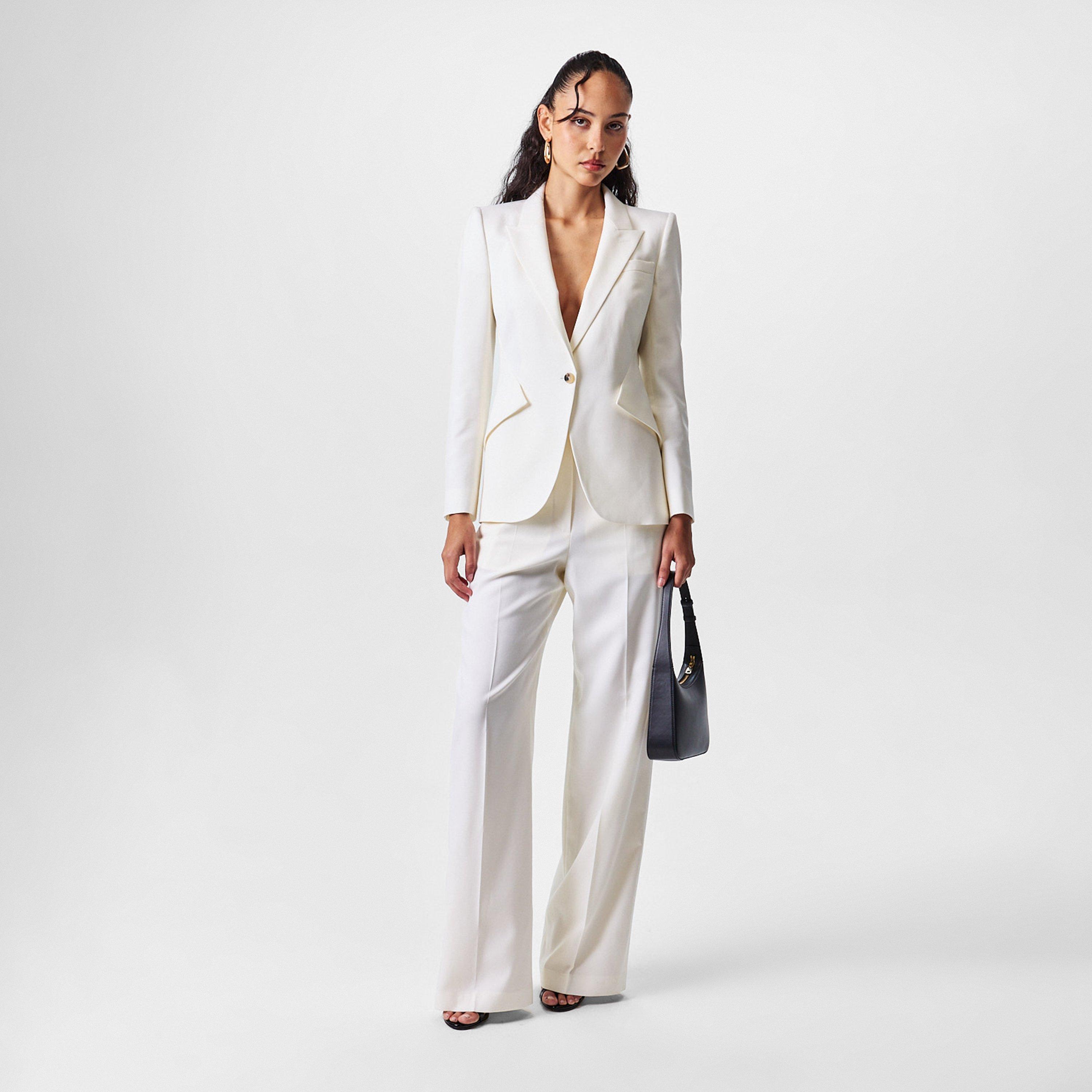 Bone - Alexander McQueen - Women's Alex Gab Straight Leg Trouser - 6