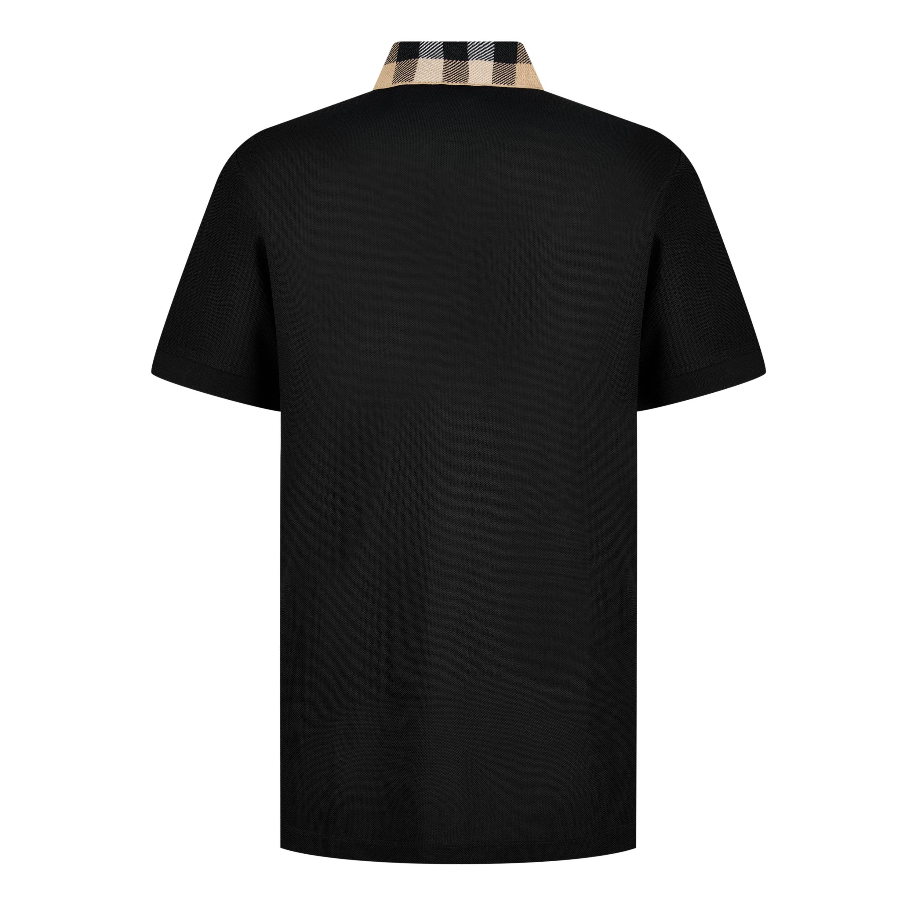 Black - Burberry - Men's Check Cotton Cody Polo Shirt - 2