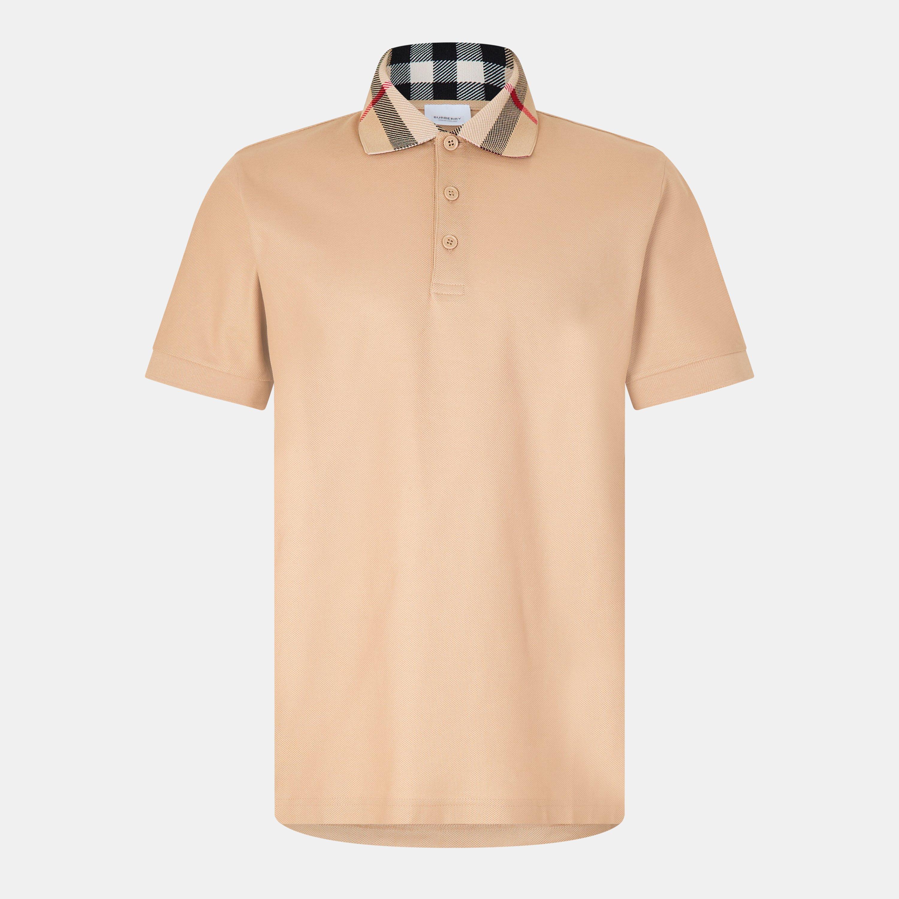 Burberry Mens Cody Check Polo Shirt - Beige - XL