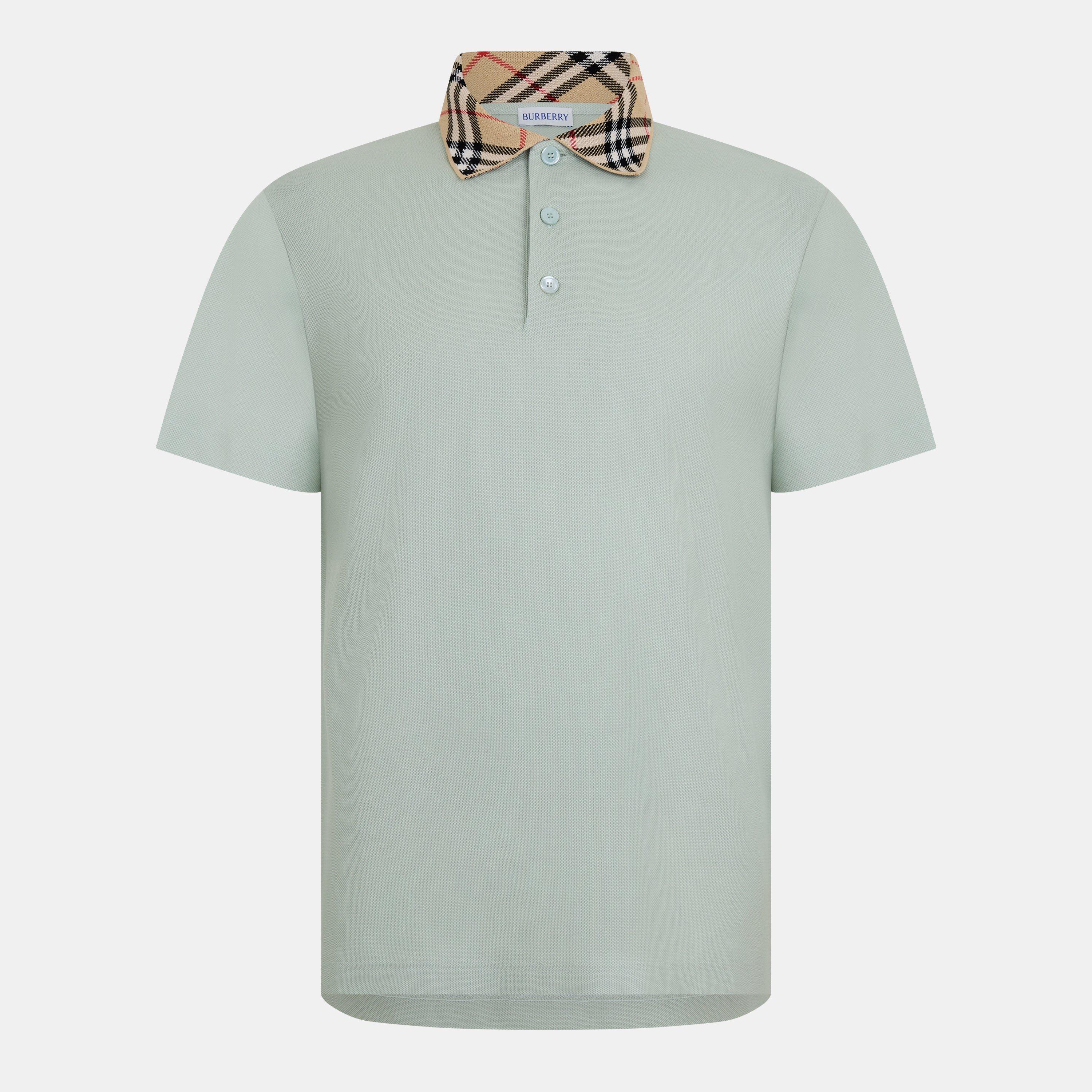 Burberry Mens Cody Check Polo Shirt - Seafoam Green - L