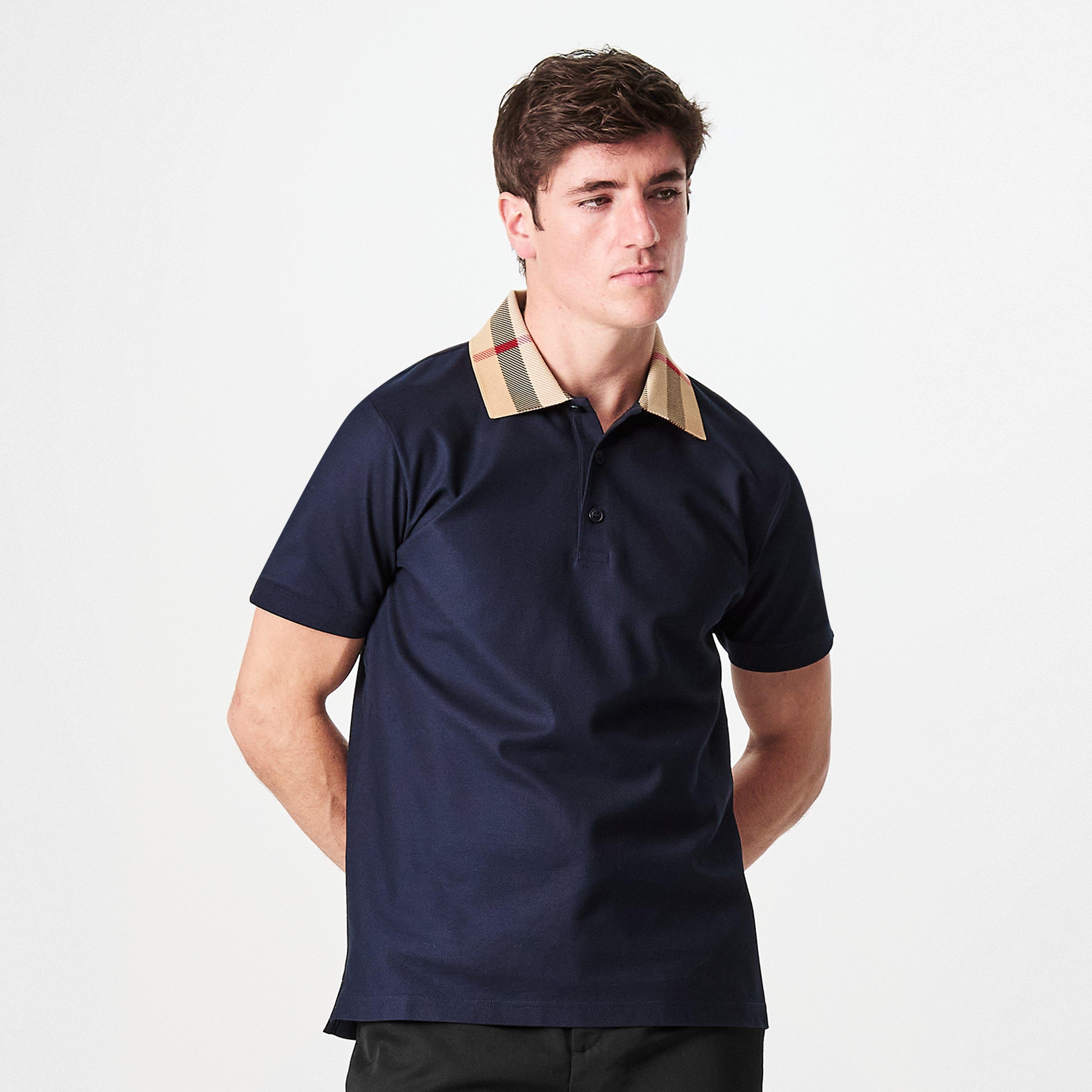 Smoked Navy - Burberry - Mens Cody Check Polo Shirt - 3