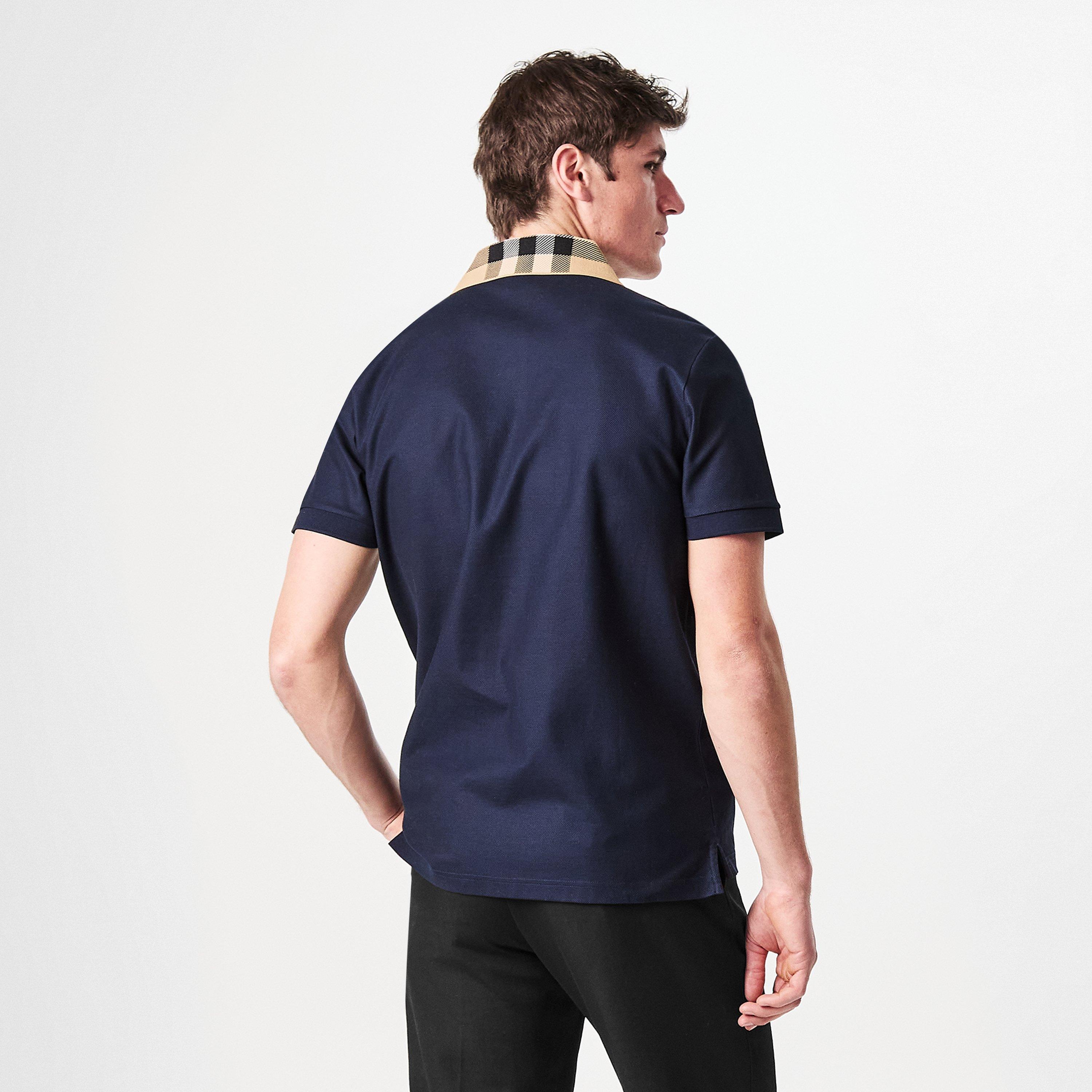 Smoked Navy - Burberry - Mens Cody Check Polo Shirt - 4