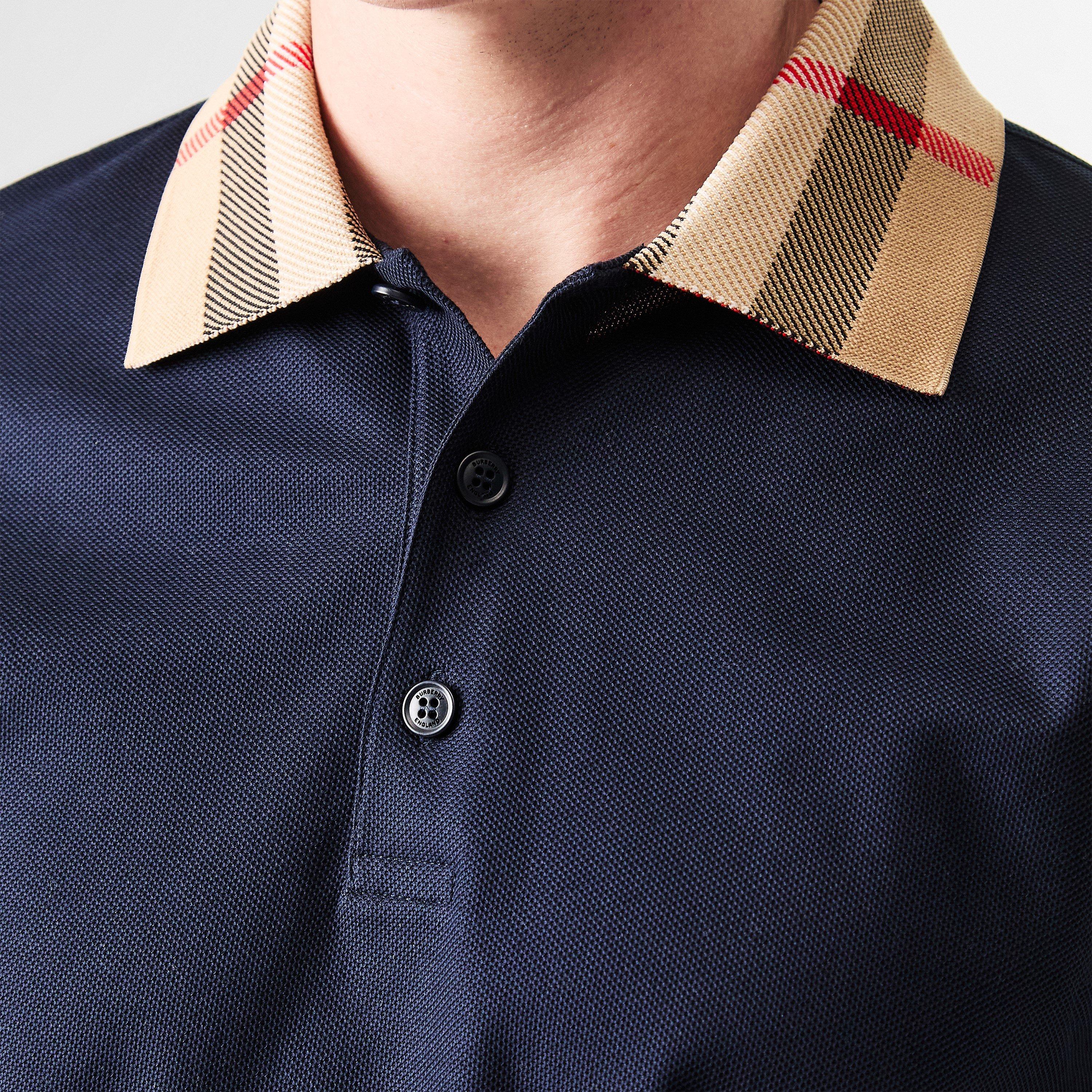 Smoked Navy - Burberry - Mens Cody Check Polo Shirt - 5
