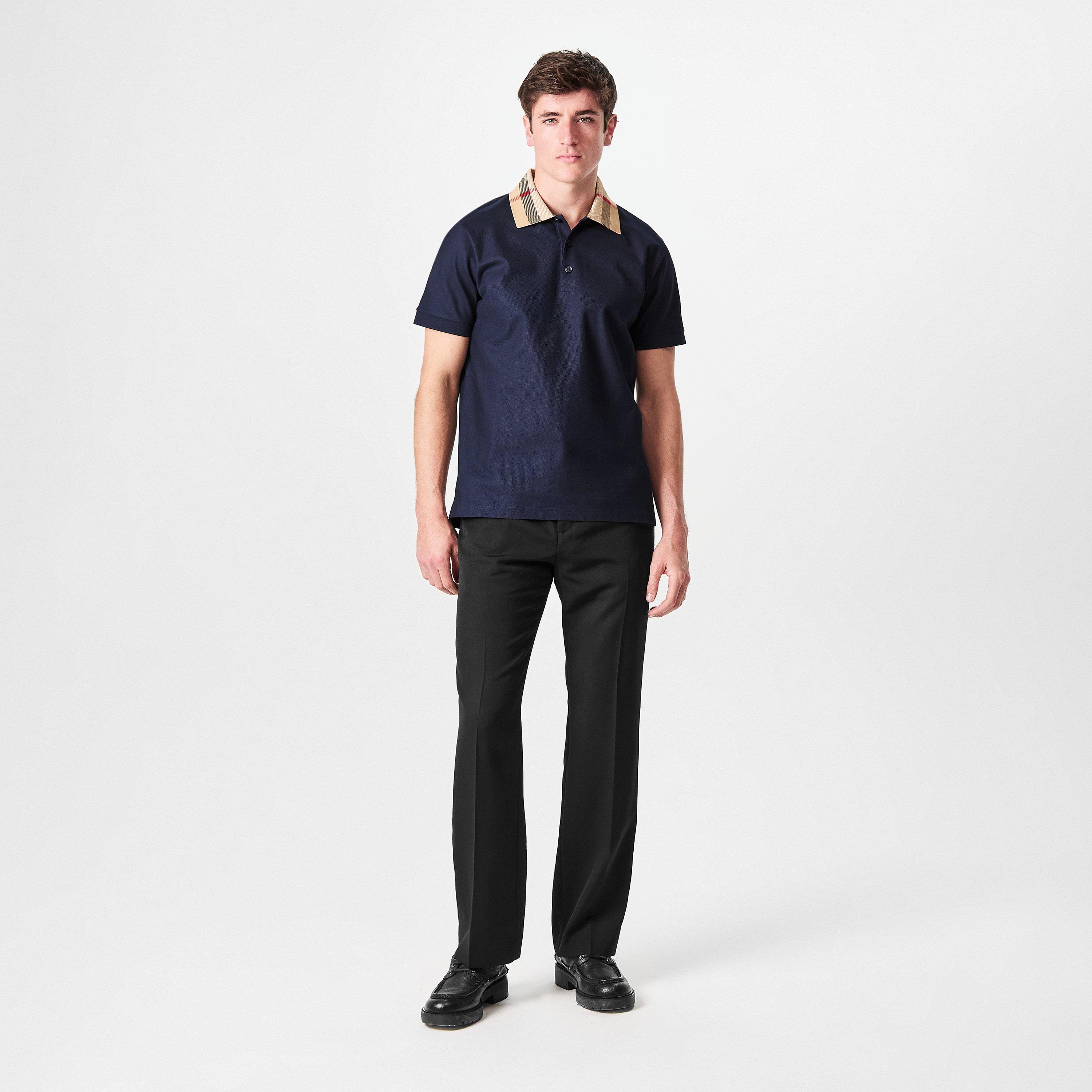 Smoked Navy - Burberry - Mens Cody Check Polo Shirt - 6