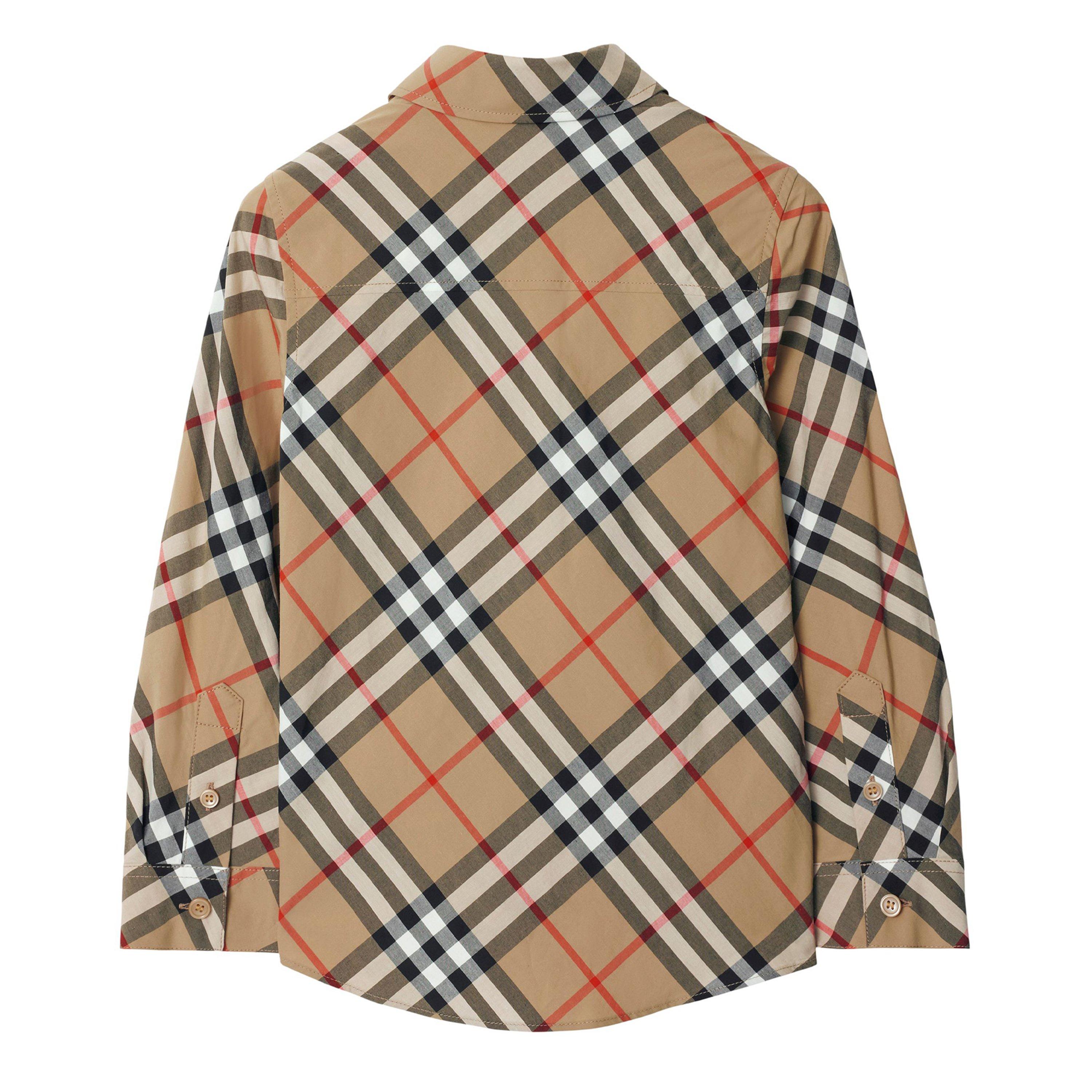 Beige  B9368 - Burberry - Juniors' Check Cotton Long Sleeve Shirt - 2