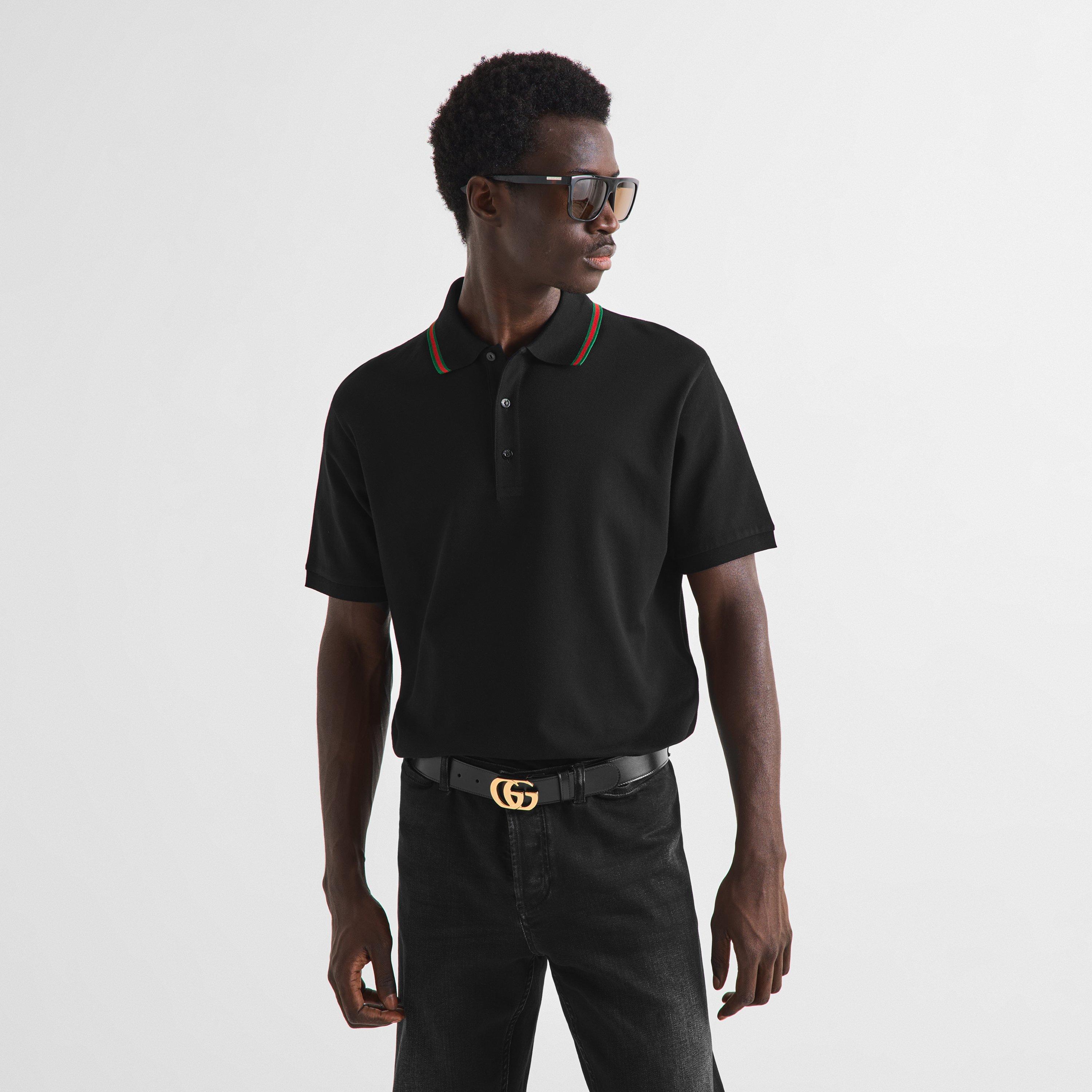 Black - Gucci - Gucci Web Trim Polo Sn05 - 3