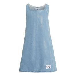 PINAFORE DRESS SMOKEY BLUE GREY CKJ Foil Denim Drs Jn42