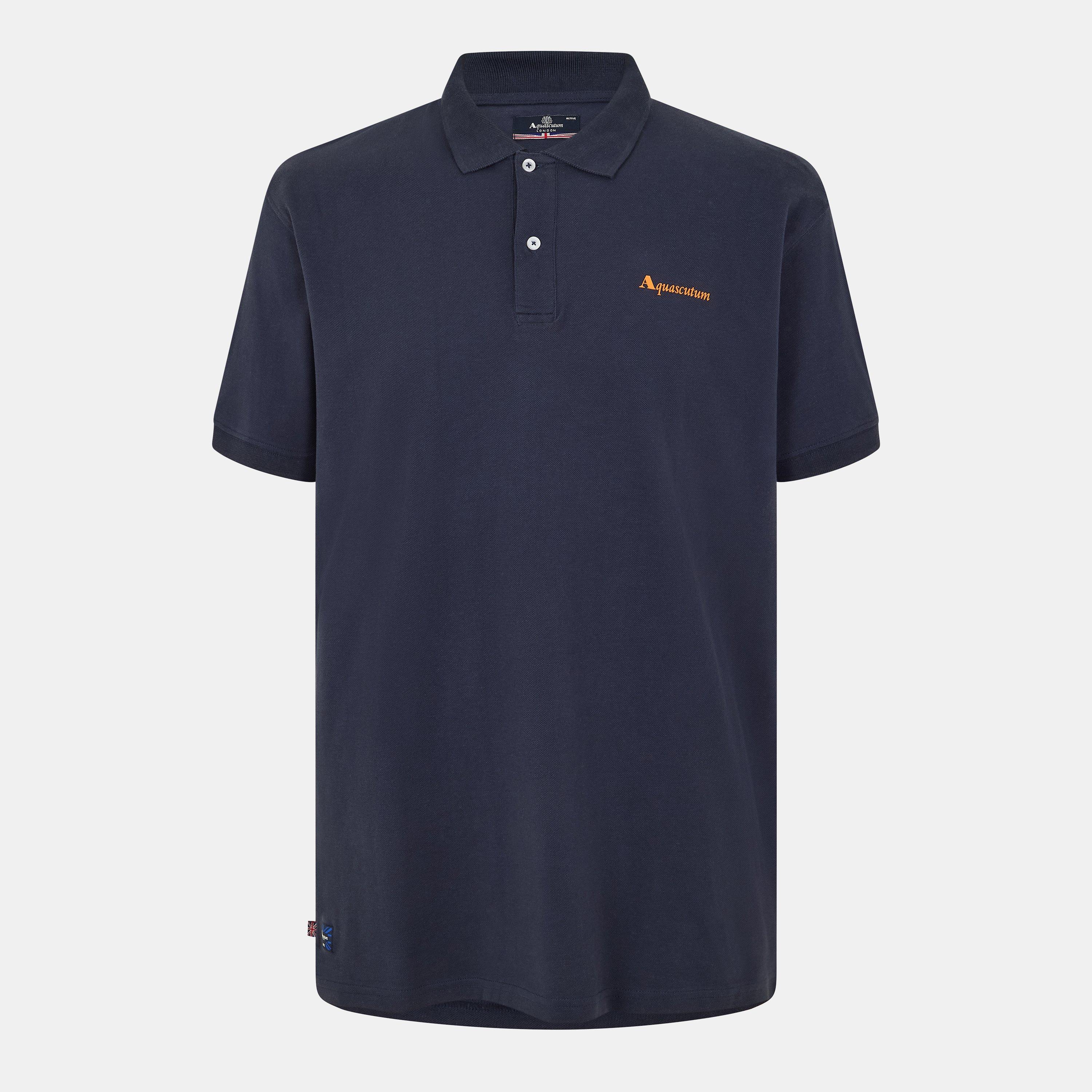Aquascutum Men's Short-Sleeve Polo - Navy - Medium