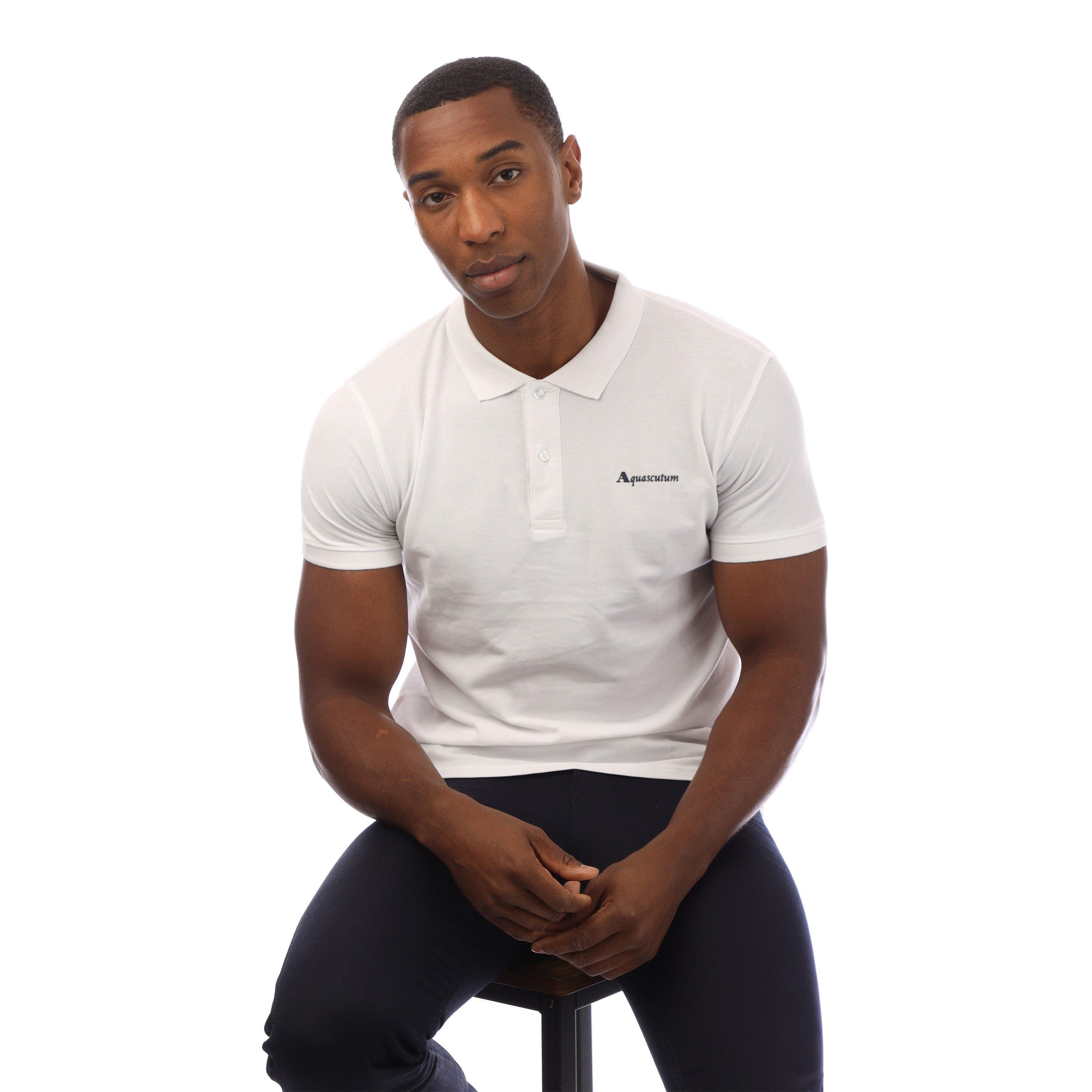 White/Navy - Aquascutum - Men's Short-Sleeve Polo - 4
