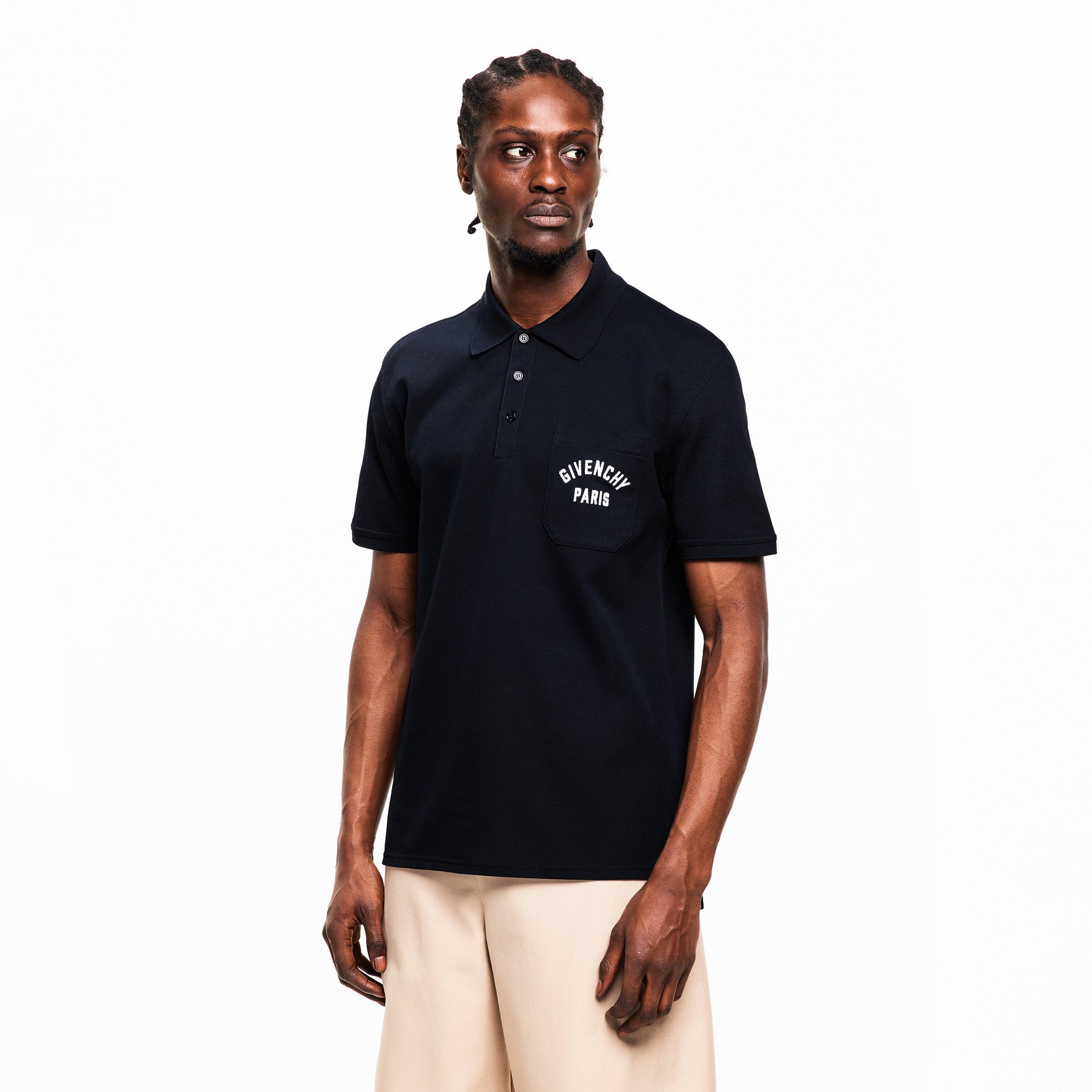Navy - GIVENCHY - Men's GIV Pocket Logo Short Sleeve Polo Shirt - 3