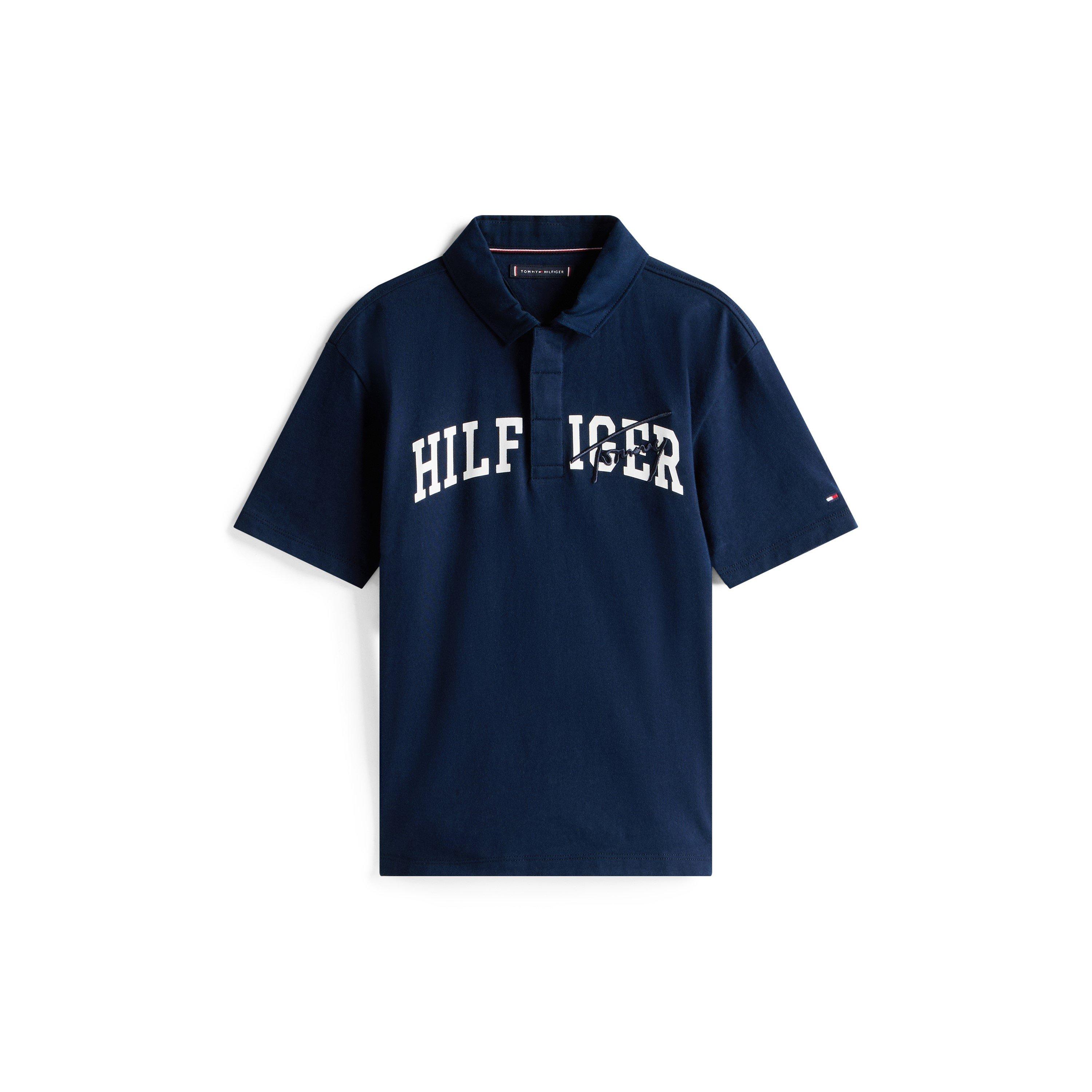 Tommy Hilfiger Boys Kids' Script Logo Short Sleeve Polo Shirt - Night Navy C1g - 4Y