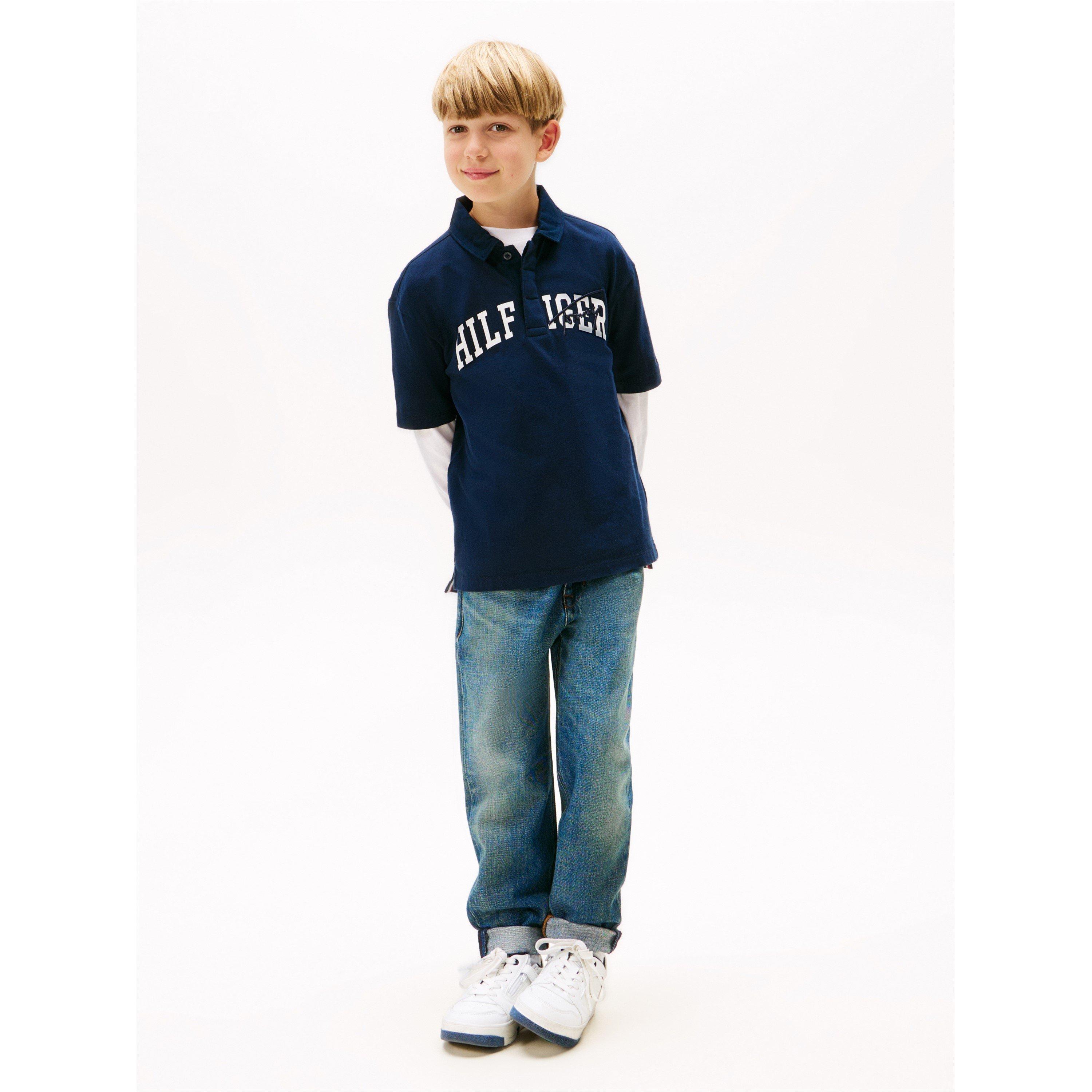 Night Navy C1G - Tommy Hilfiger - Kids' Script Logo Short Sleeve Polo Shirt - 3