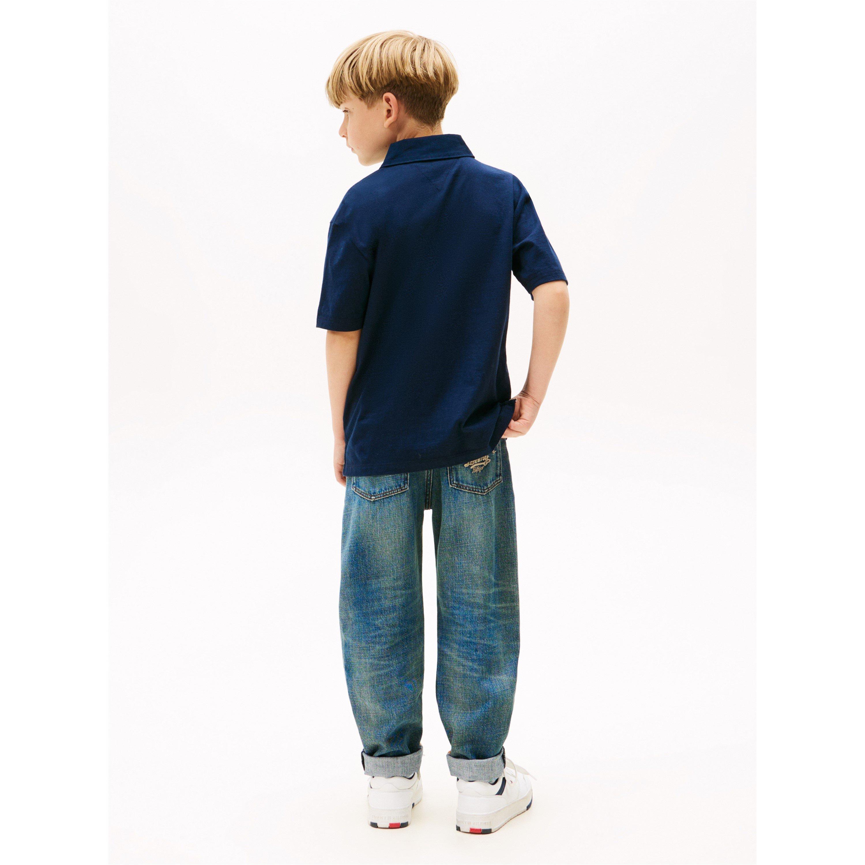 Night Navy C1G - Tommy Hilfiger - Kids' Script Logo Short Sleeve Polo Shirt - 4
