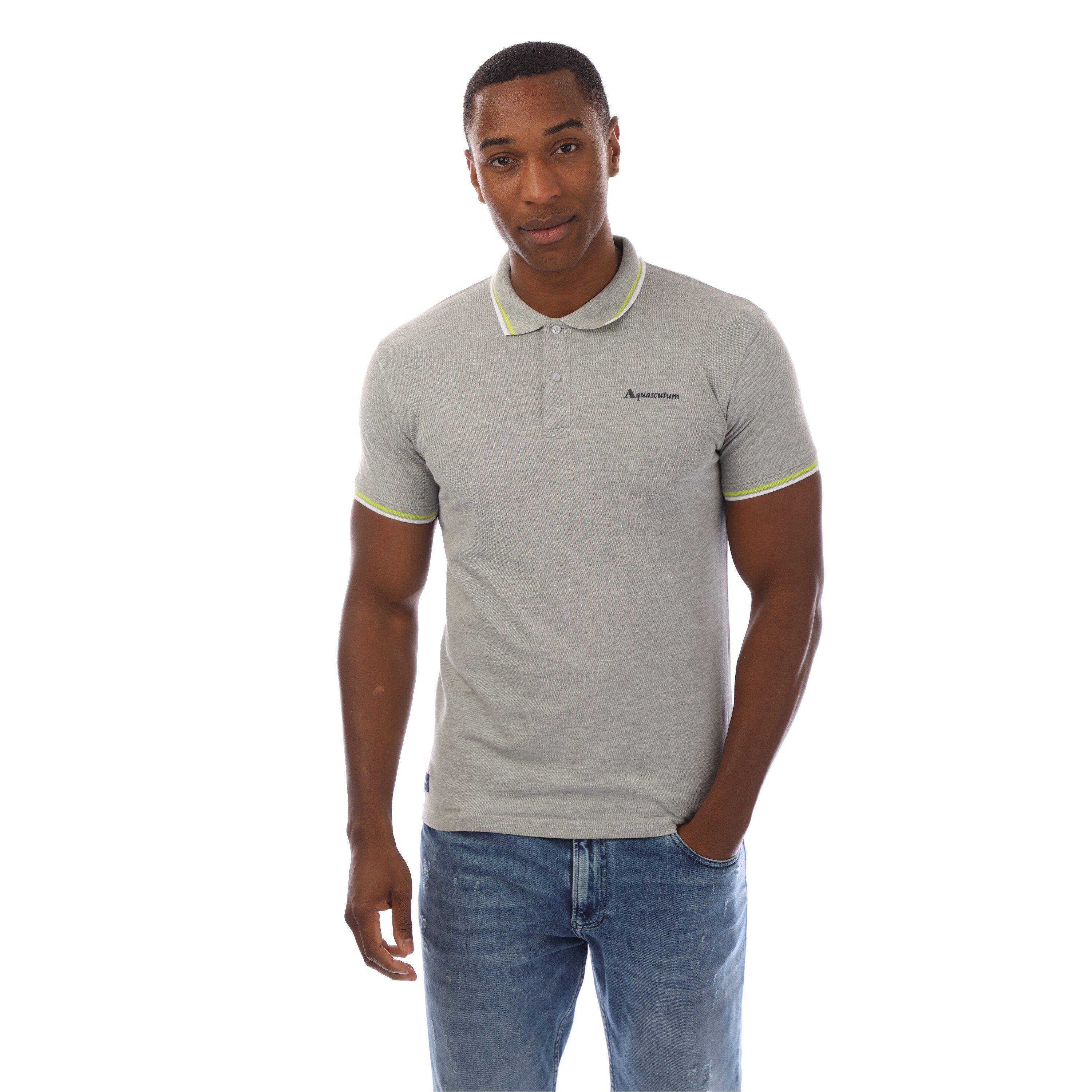 Aquascutum Men's Logo Polo Shirt - Grey - Large