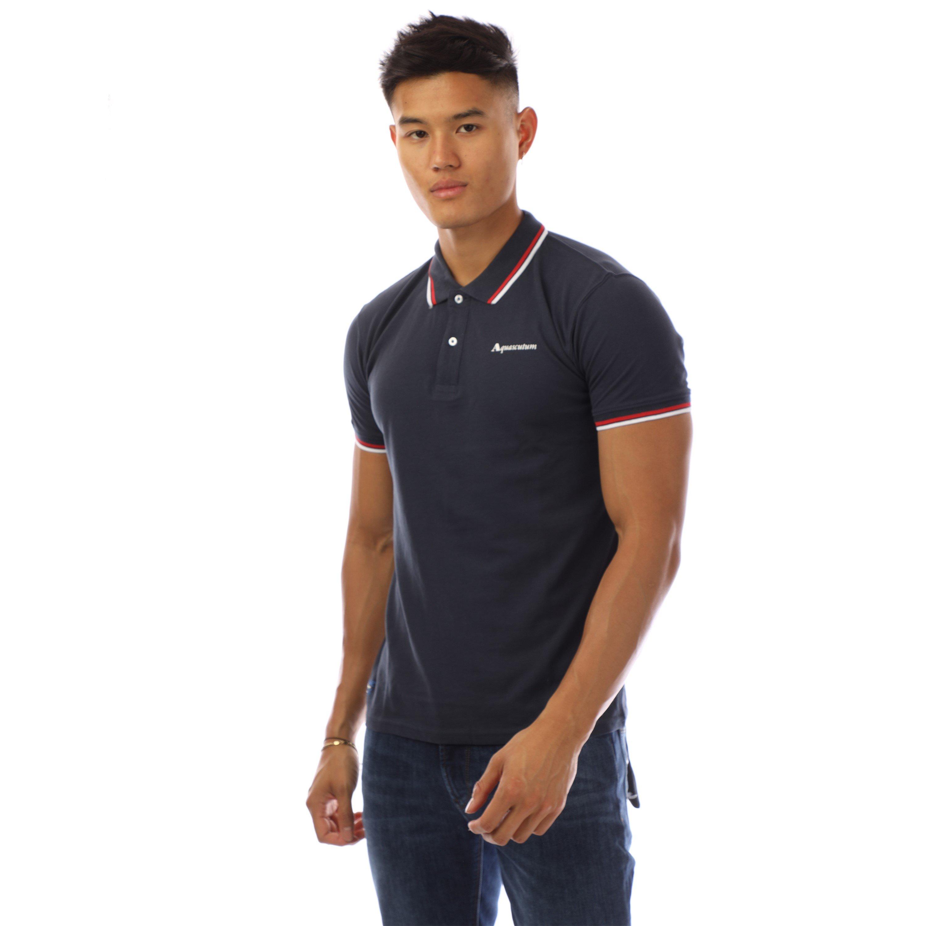 Aquascutum Men's Logo Polo Shirt - Navy/White - Medium