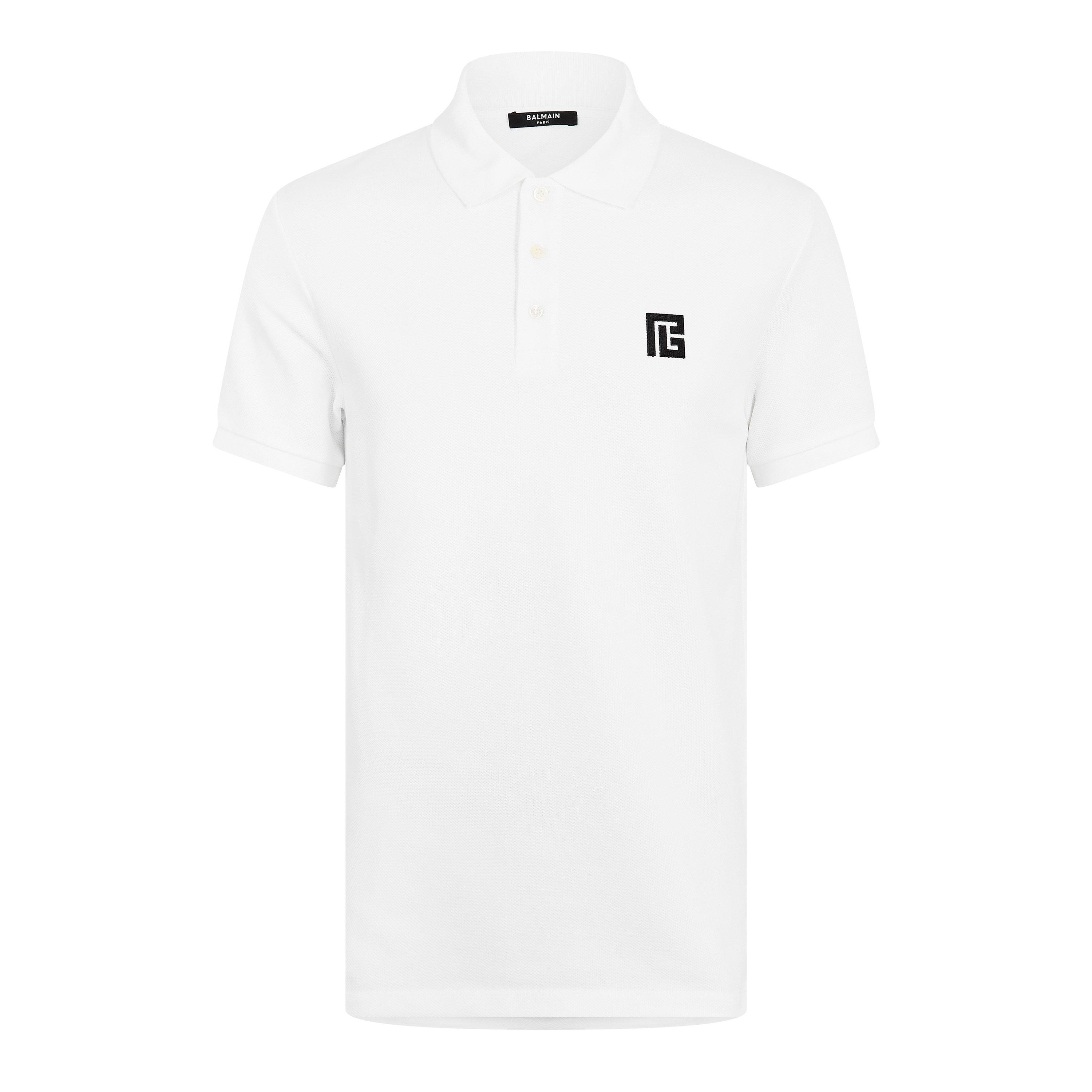 Balmain Men's Short Sleeve Polo Shirt - White - M
