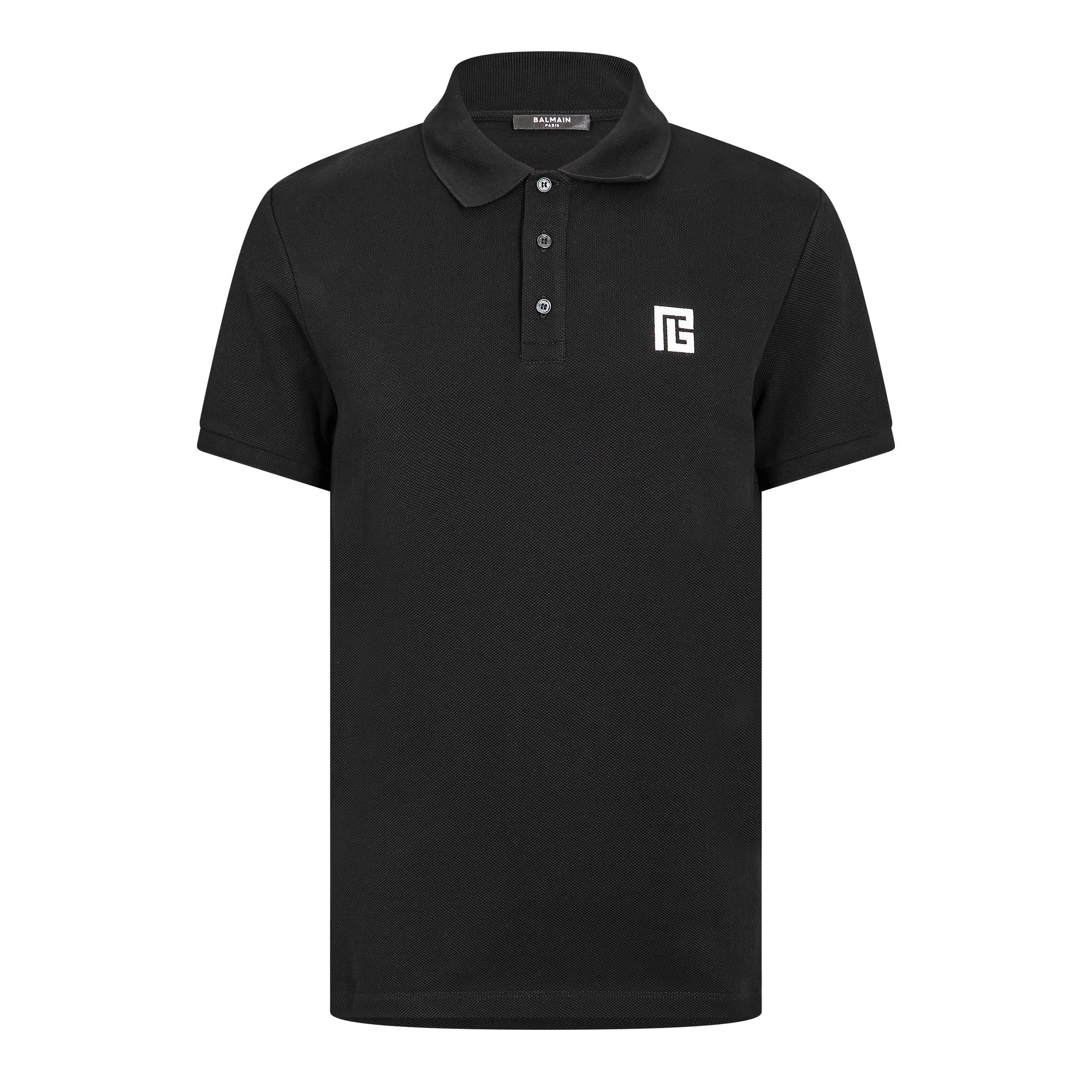 Balmain Men's Short Sleeve Polo Shirt - Black - M
