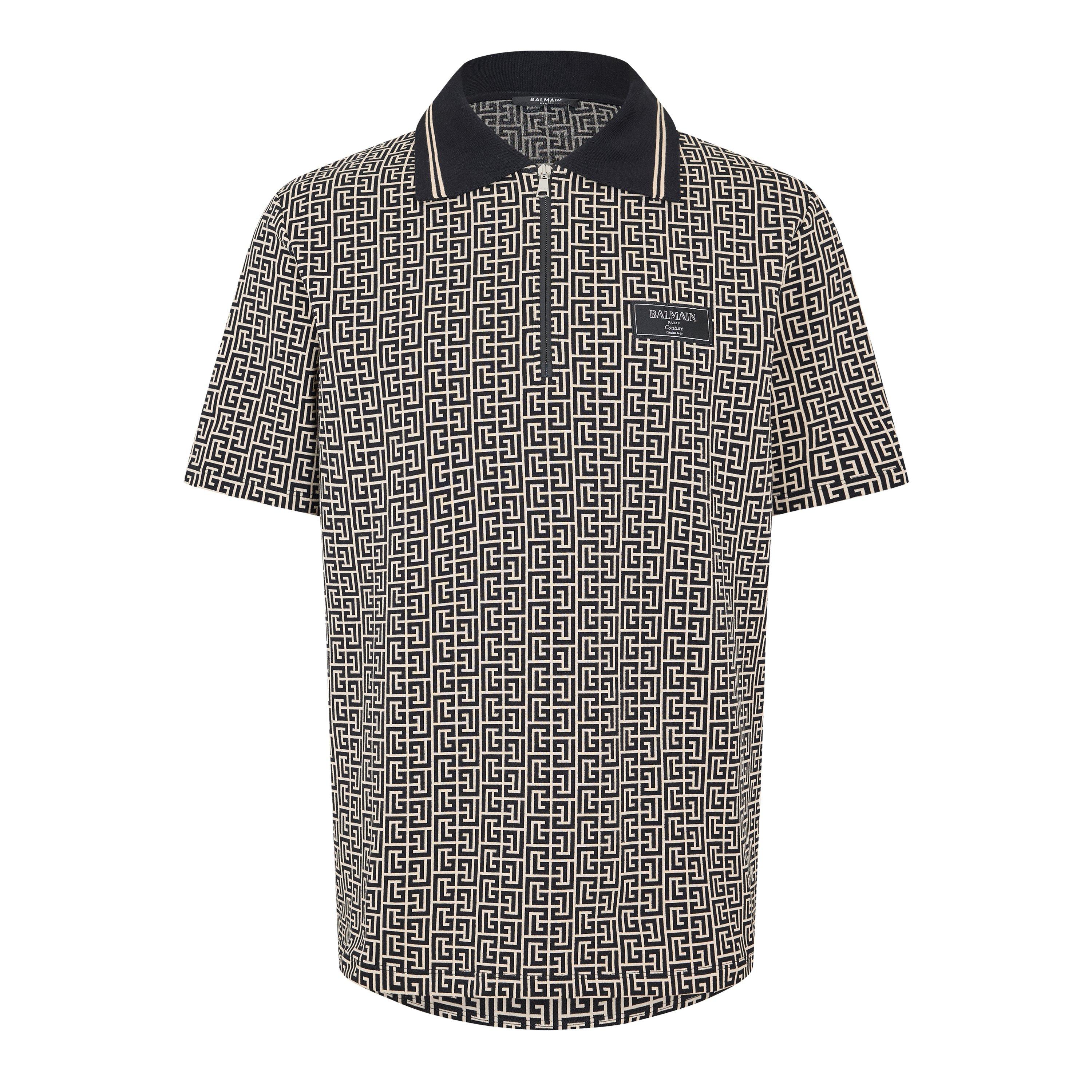 Balmain Men's Mono Short Sleeve Polo Shirt - Black/Ivory - M