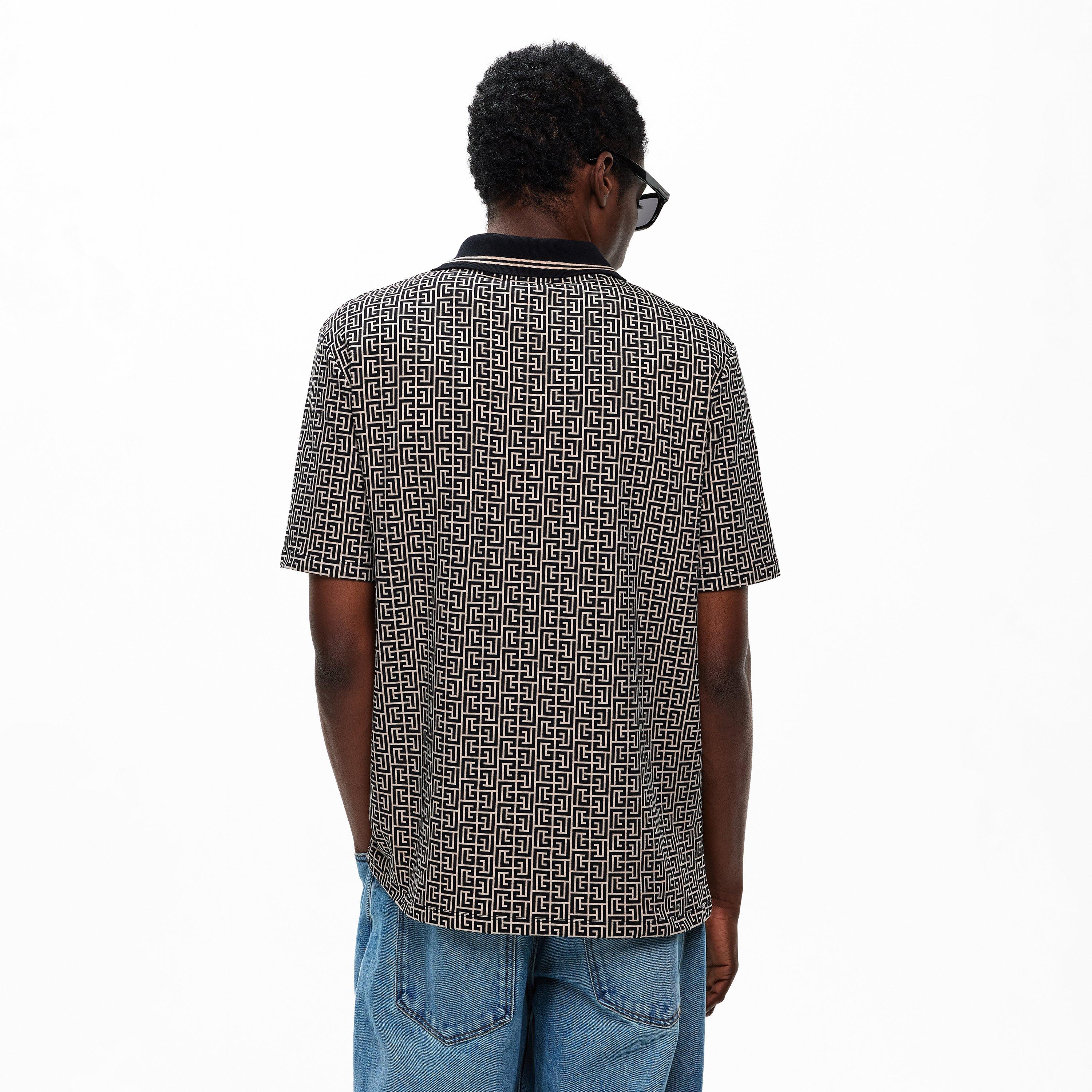 Black/Ivory - Balmain - Men's Mono Short Sleeve Polo Shirt - 4