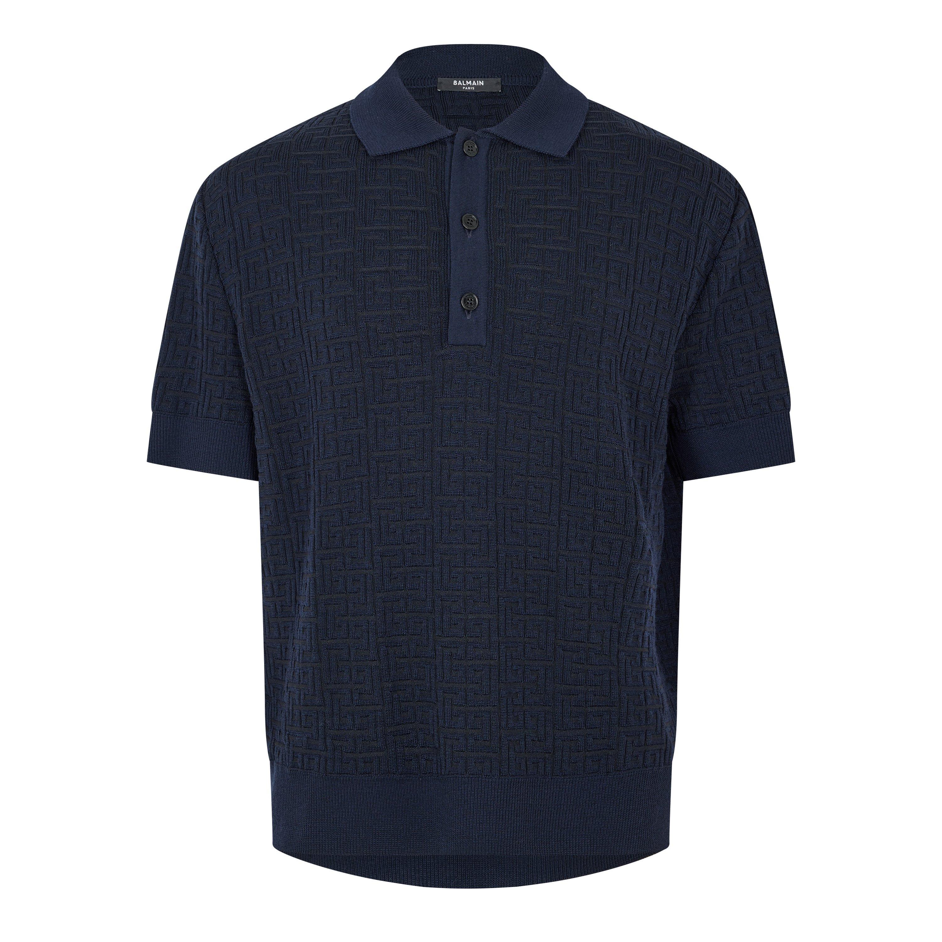 Balmain Men's Mono Short Sleeve Polo Shirt - Marine - M