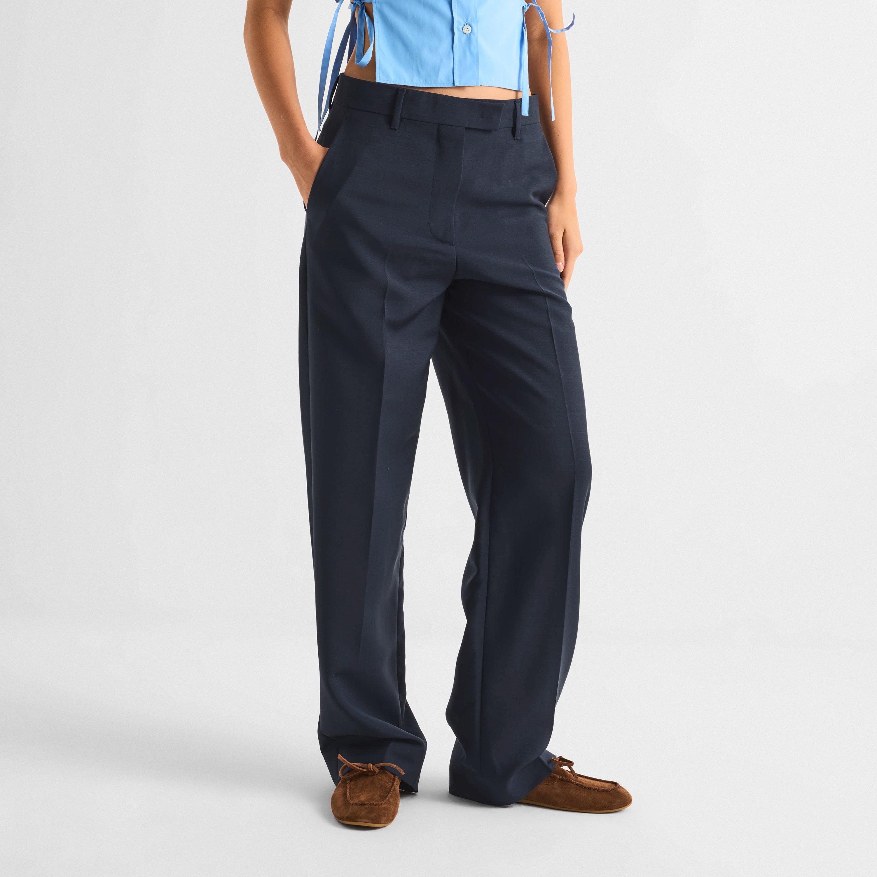 Navy - Miu Miu - Women's Straight Leg Trousers - 3