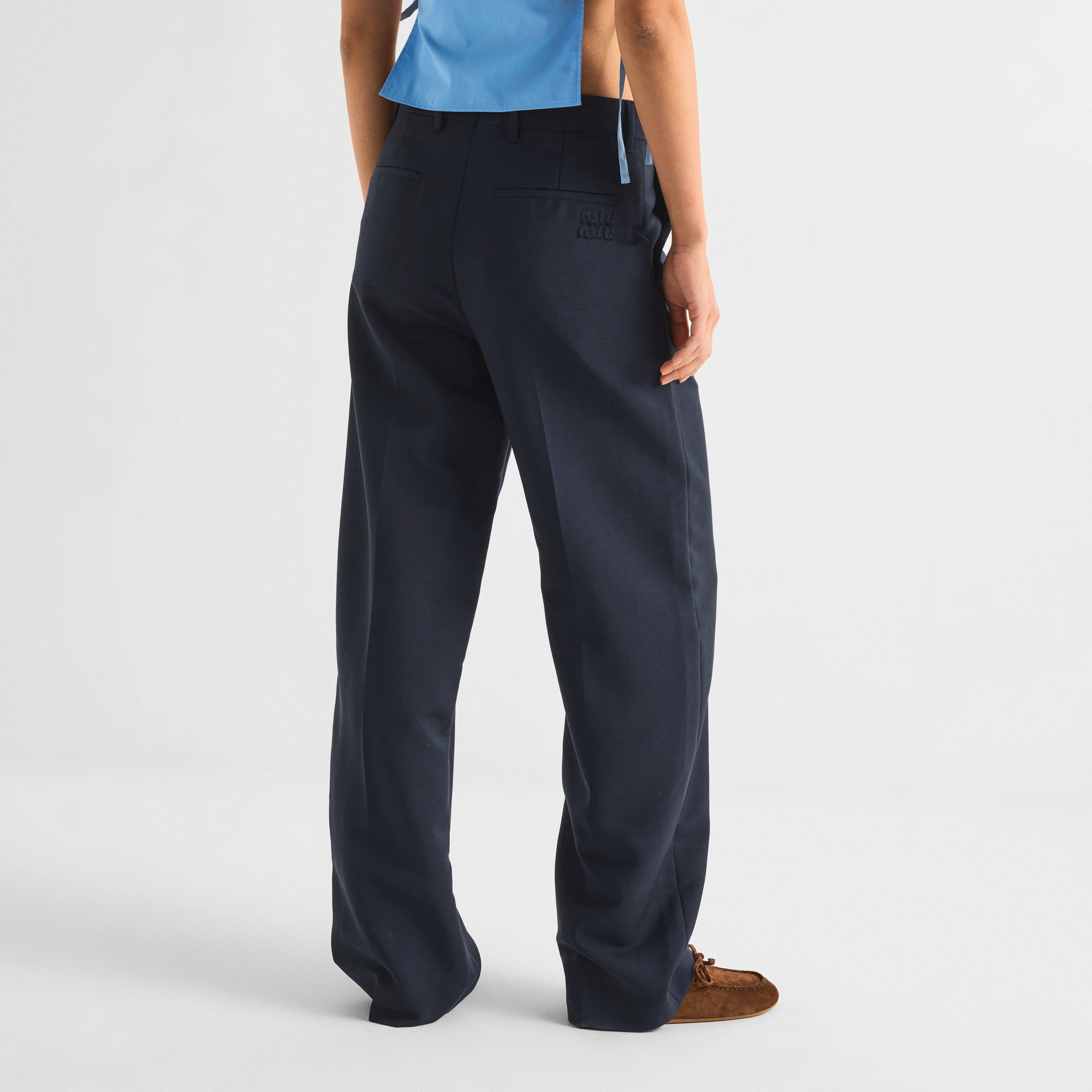 Navy - Miu Miu - Women's Straight Leg Trousers - 4