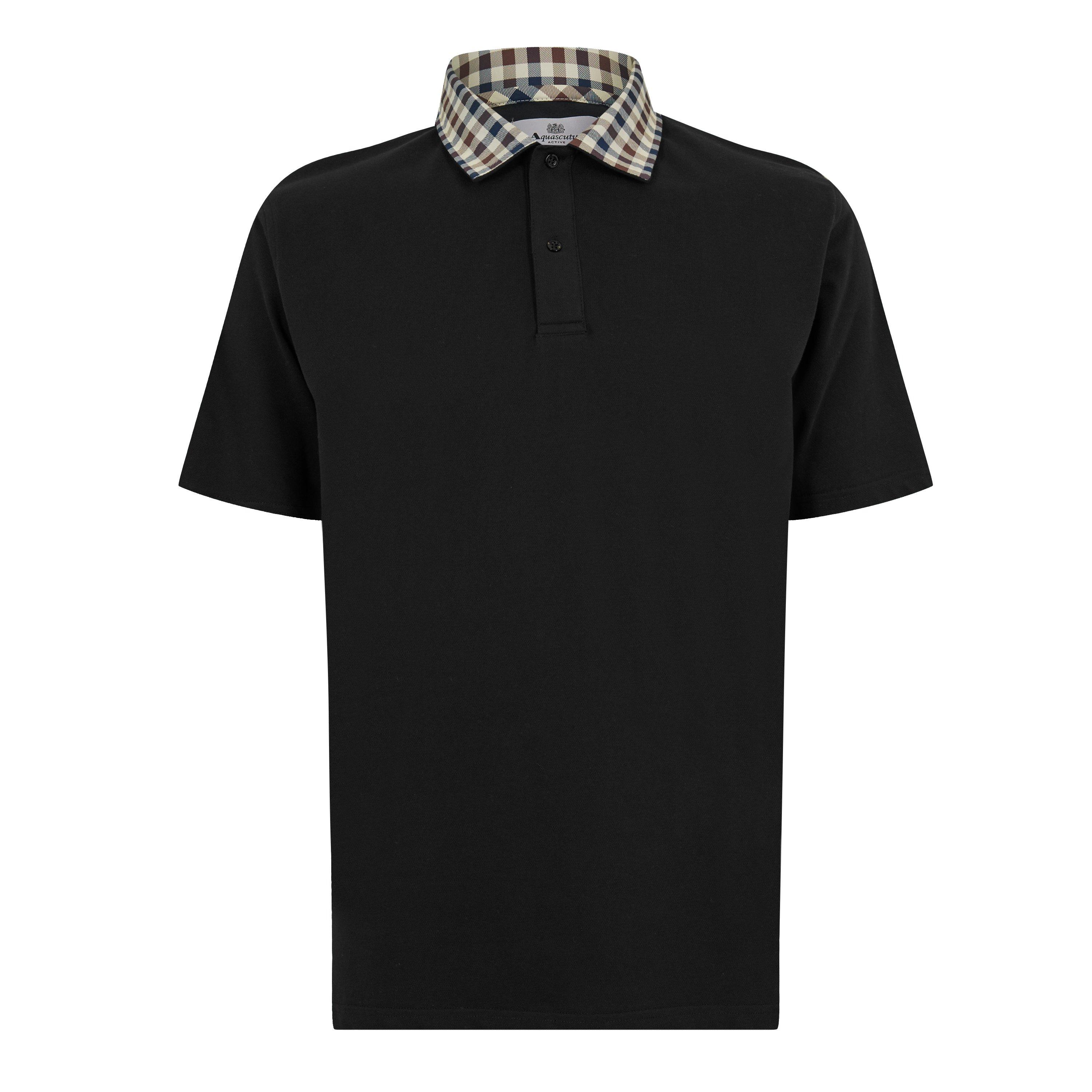 Black - Aquascutum - AquAct Chk Cllr Polo Sn62 - 1