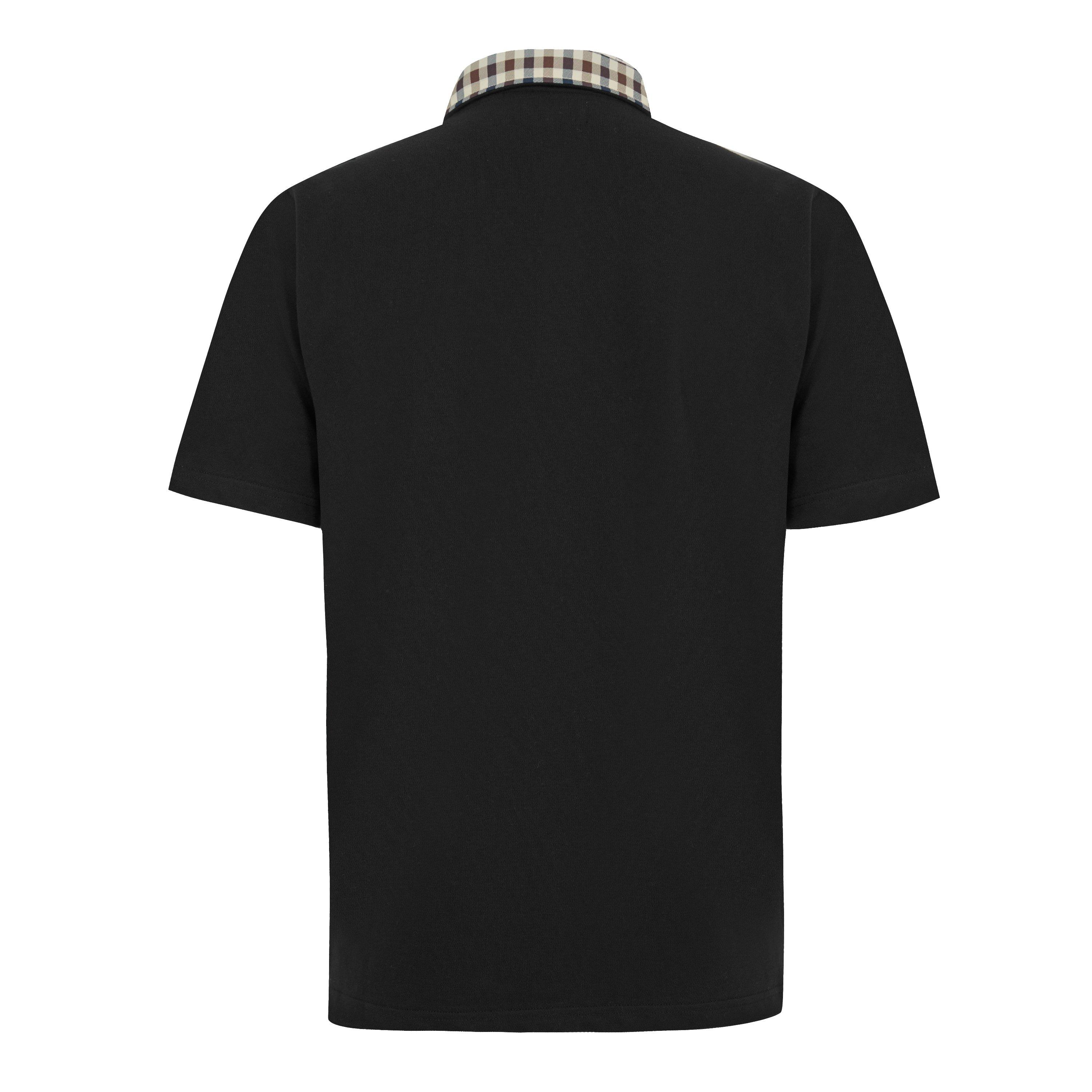 Black - Aquascutum - AquAct Chk Cllr Polo Sn62 - 2