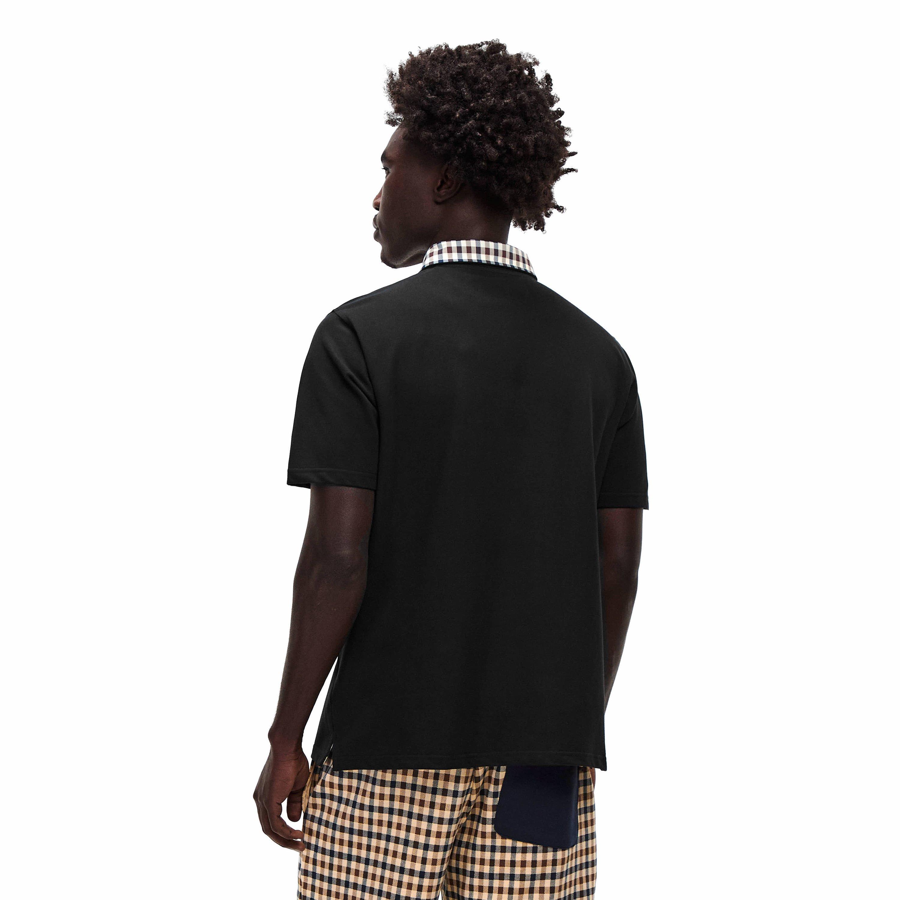 Black - Aquascutum - AquAct Chk Cllr Polo Sn62 - 4