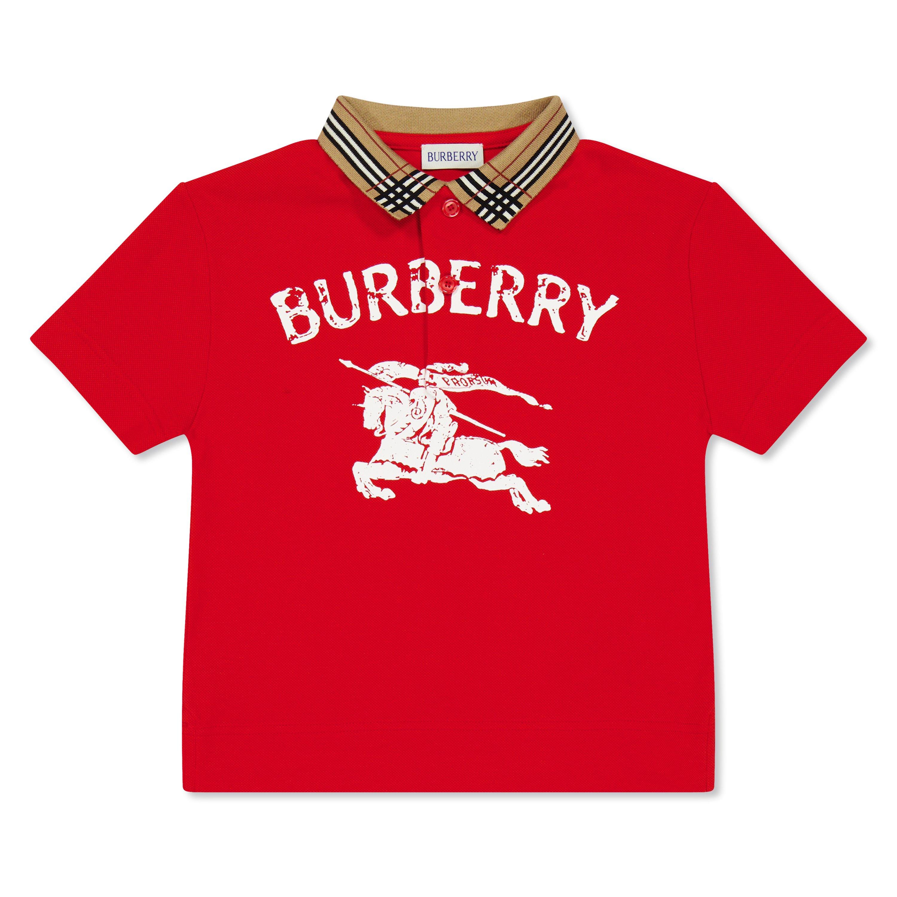 Burberry Kids' Burb Logo Chk Short Sleeve Polo Shirt - Pillar B7308 - Size 10Y